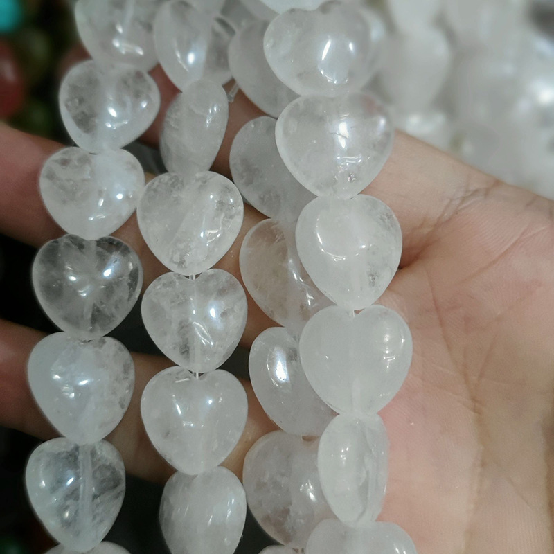 Wholesale Mixed Natural Stone Heart Beads, 16mm Love Shaped Crystal Beads, Loose Gemstone Charms for DIY Bracelet Necklace Jewelry Making