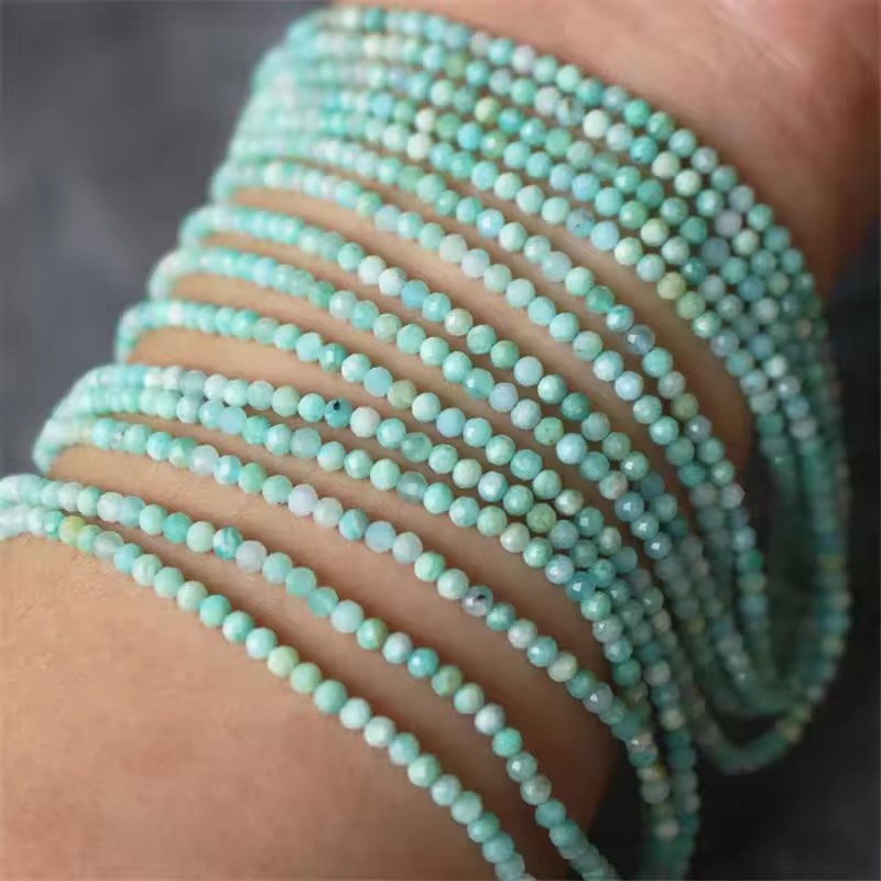 Wholesale Faceted Natural Gemstone Beads, Cut Crystal Loose Beads, Aquamarine Tourmaline Agate Spacer Beads for DIY Bracelet Necklace Jewelry Making, 2/3/4mm