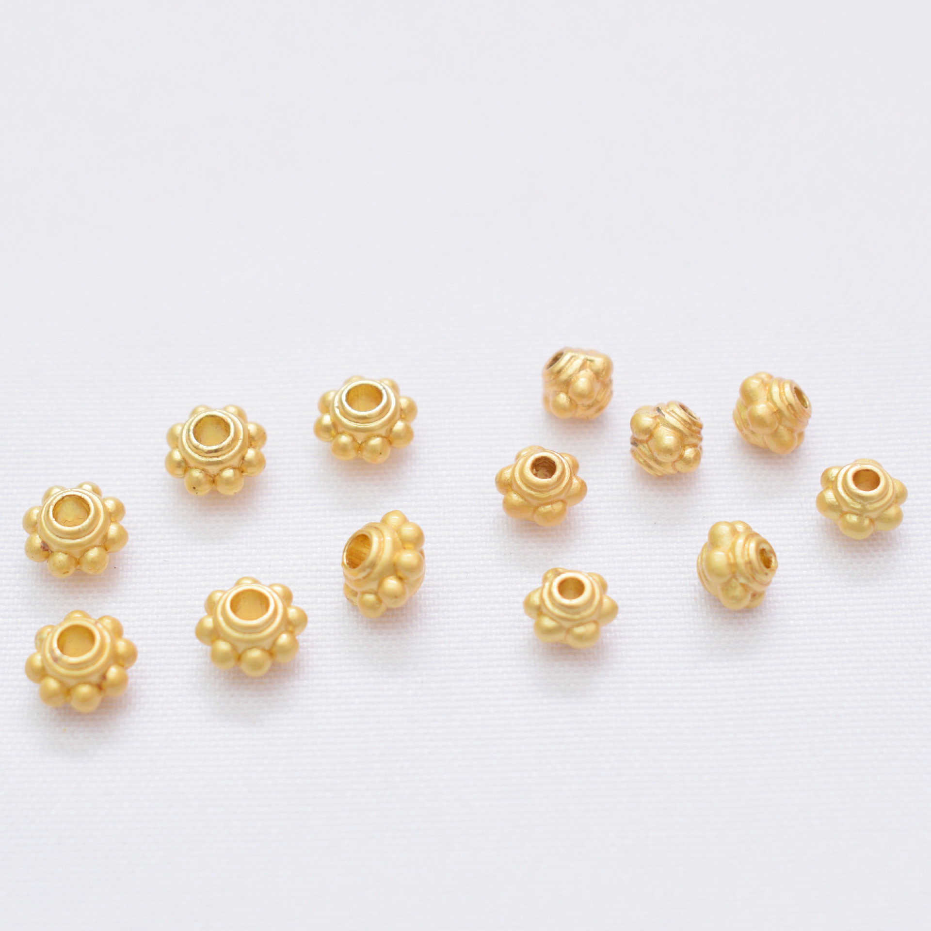 Wholesale Anti-Tarnish Ancient Sand Gold Lantern Spacer Beads, 2 Sizes Multi-Bead Outline Round Loose Spacers Pack of 100 for DIY Bracelet Necklace Braided Cord Jewelry Making Findings
