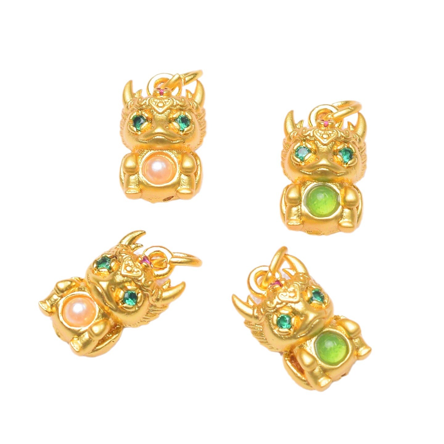 Wholesale Anti-Tarnish Ancient Gold Enamel Dangle Charms, 12 Styles Dragon Pixiu/Lotus/Fu Blessing Small Pendants Pack of 10 for DIY Bracelet Necklace Jewelry Making Findings