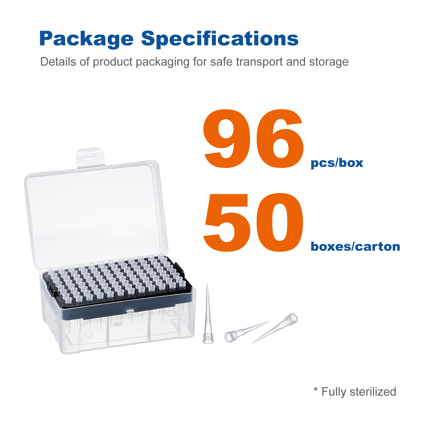 0.5–10μL Sterile Low Retention Pipette Tips, Colorless, 96 Tips/Rack, 50 Racks/Case for Precision Liquid Handling-lifegloria