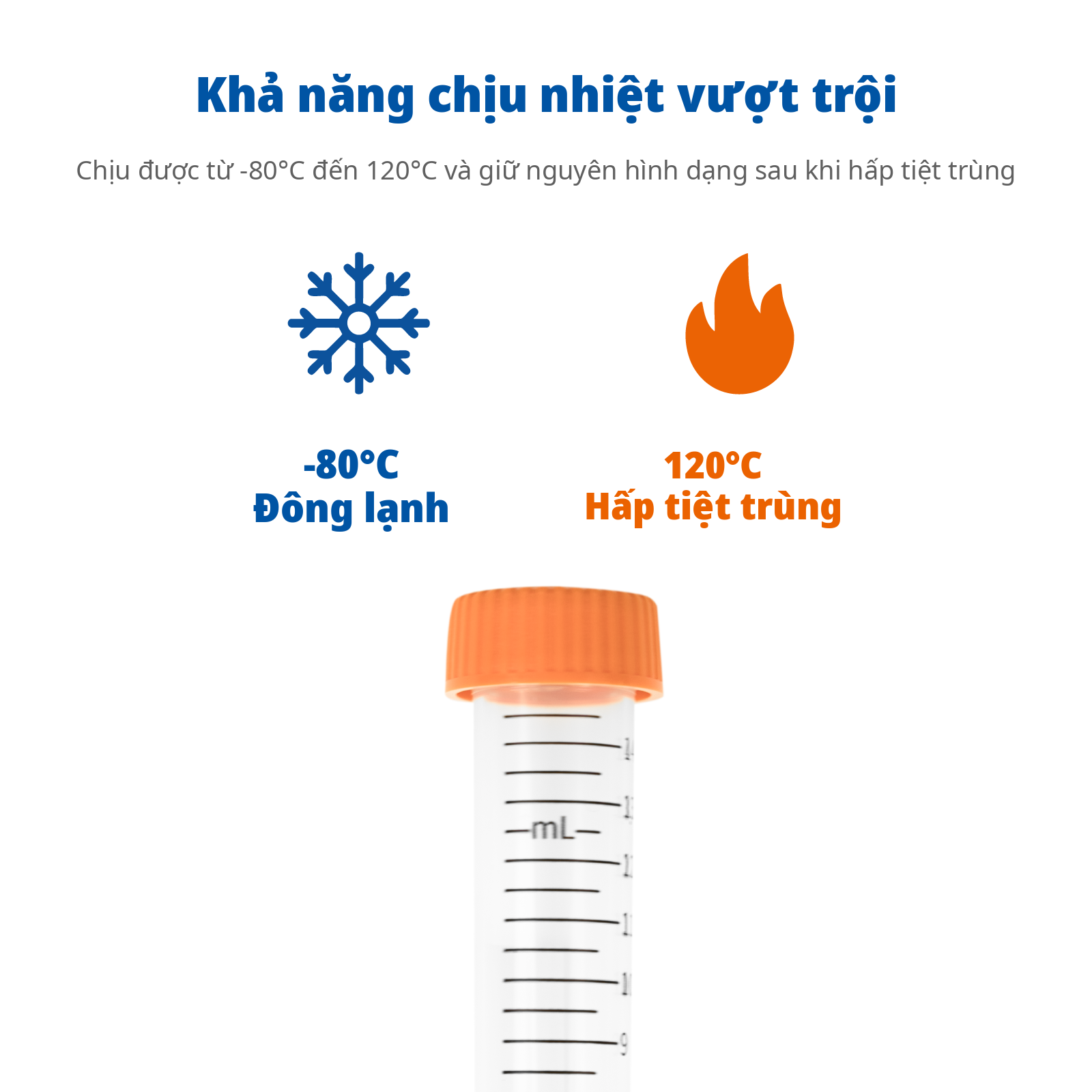 Ống ly tâm hình nón vô trùng, 15 mL và 50 mL | PP, có vạch chia, không DNase/RNase