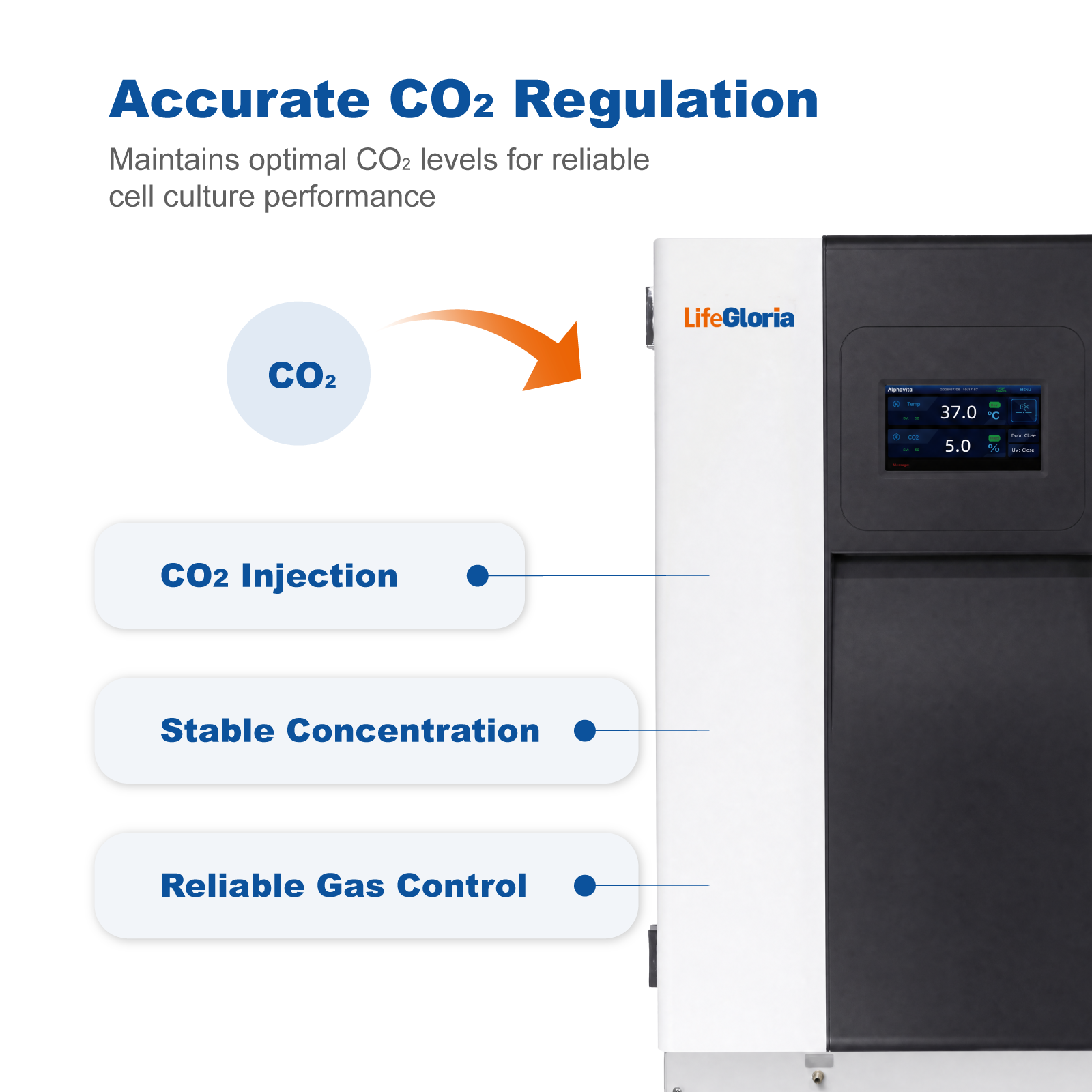 170L & 240L CO2 Incubator with SUS304 Chamber | Touch Screen Cell Culture Incubator with Precise Temperature, CO2 & Humidity Control
