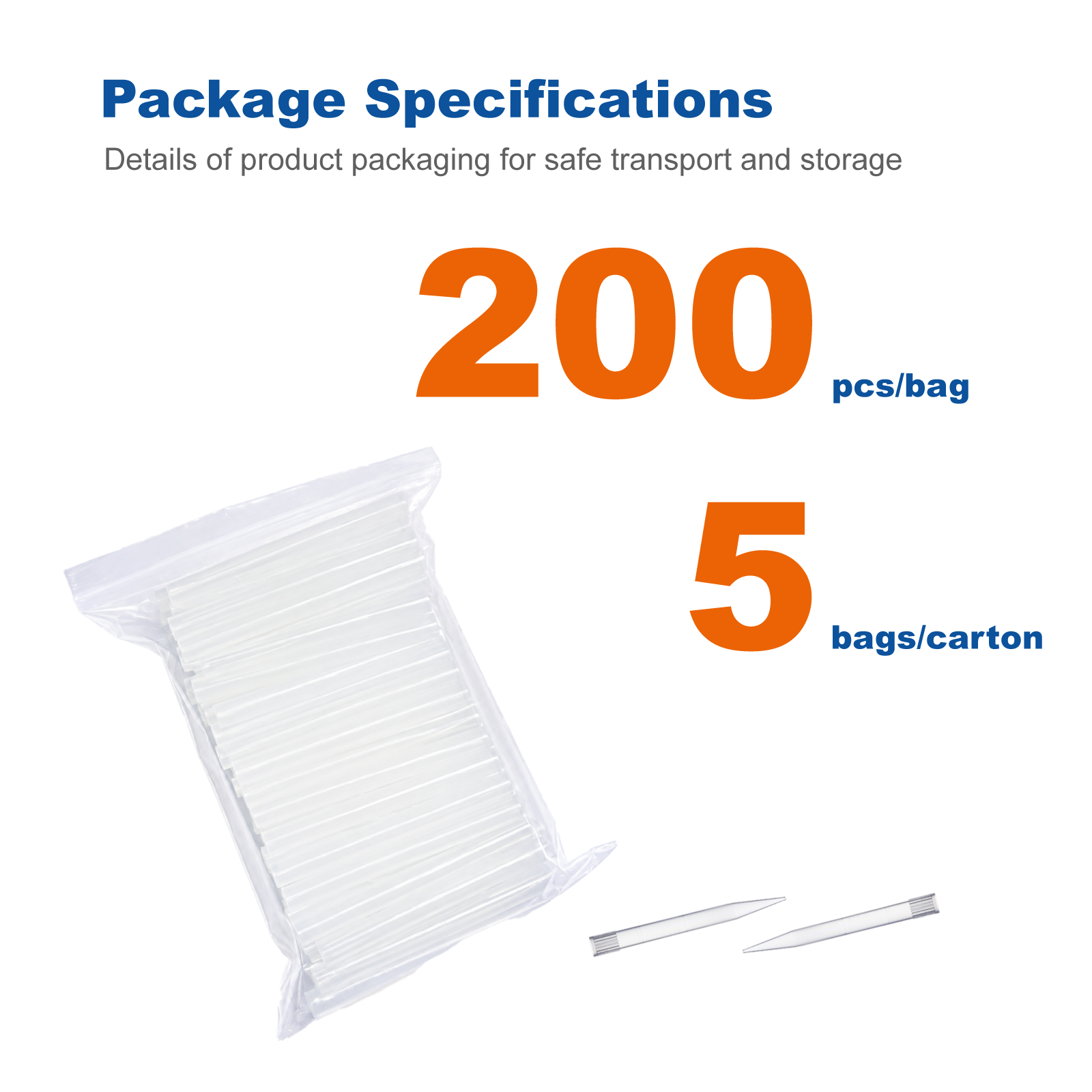 10mL Pipette Tips, Clear, Bulk Pack, 100 Tips/Bag, 5 Bags/Case for Laboratory Liquid Handling