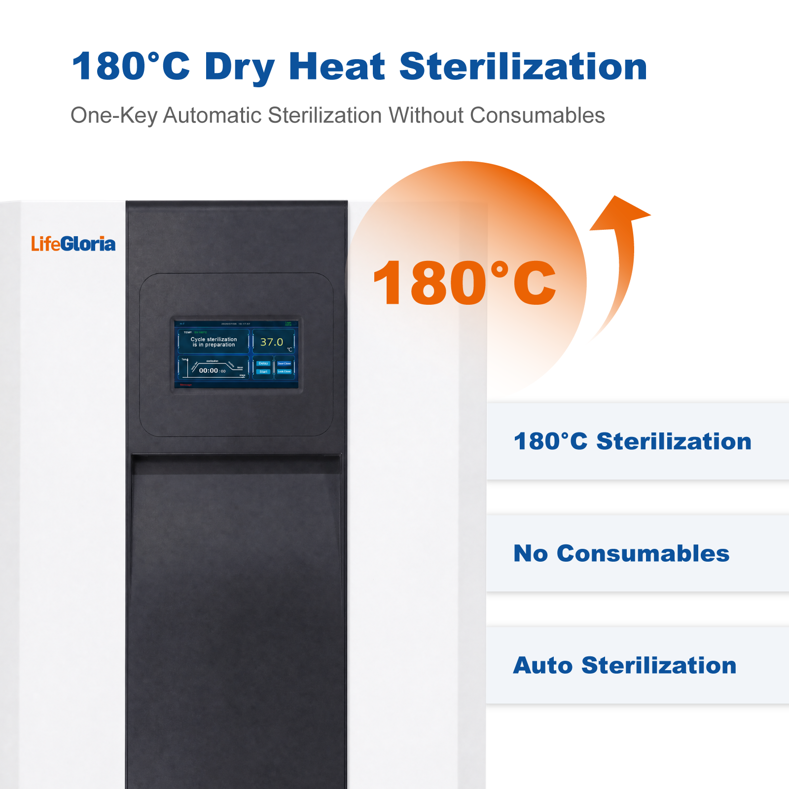 MCO-170HS 170L CO2 Cell Culture Incubator | 180°C Dry Heat Sterilization, UV Disinfection, 7-Inch Touch Screen, 220V Laboratory CO2 Incubator for Cell, Tissue & Bacteria Culture
