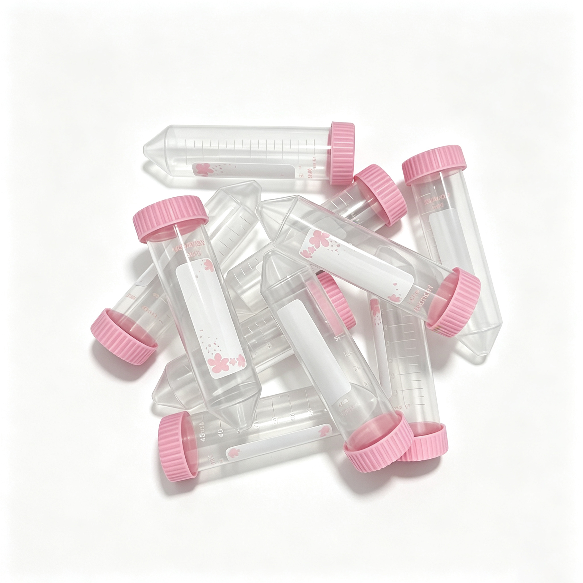 15mL 50mL Pink Centrifuge Tubes | Sterile PP Sample Tubes, RNase DNase Free Conical Bottom Laboratory Tubes