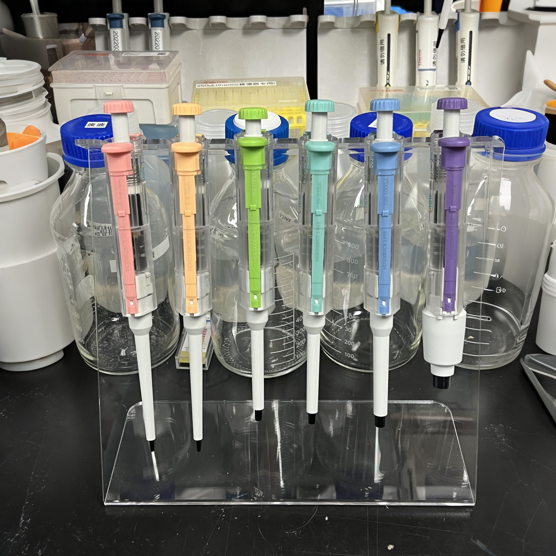Colorful Transparent Single Channel Adjustable Micropipette, Semi-Autoclavable Manual Pipettor (Pre-Order)