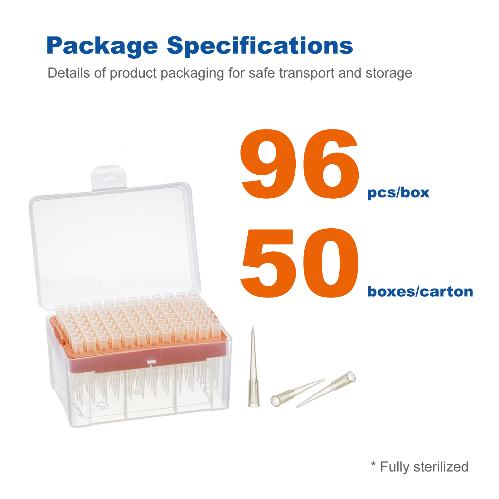 200μL Sterile Low Retention Pipette Tips, Yellow, Racked 96 Tips/Box, 50 Boxes/Case for Accurate Laboratory Liquid Handling