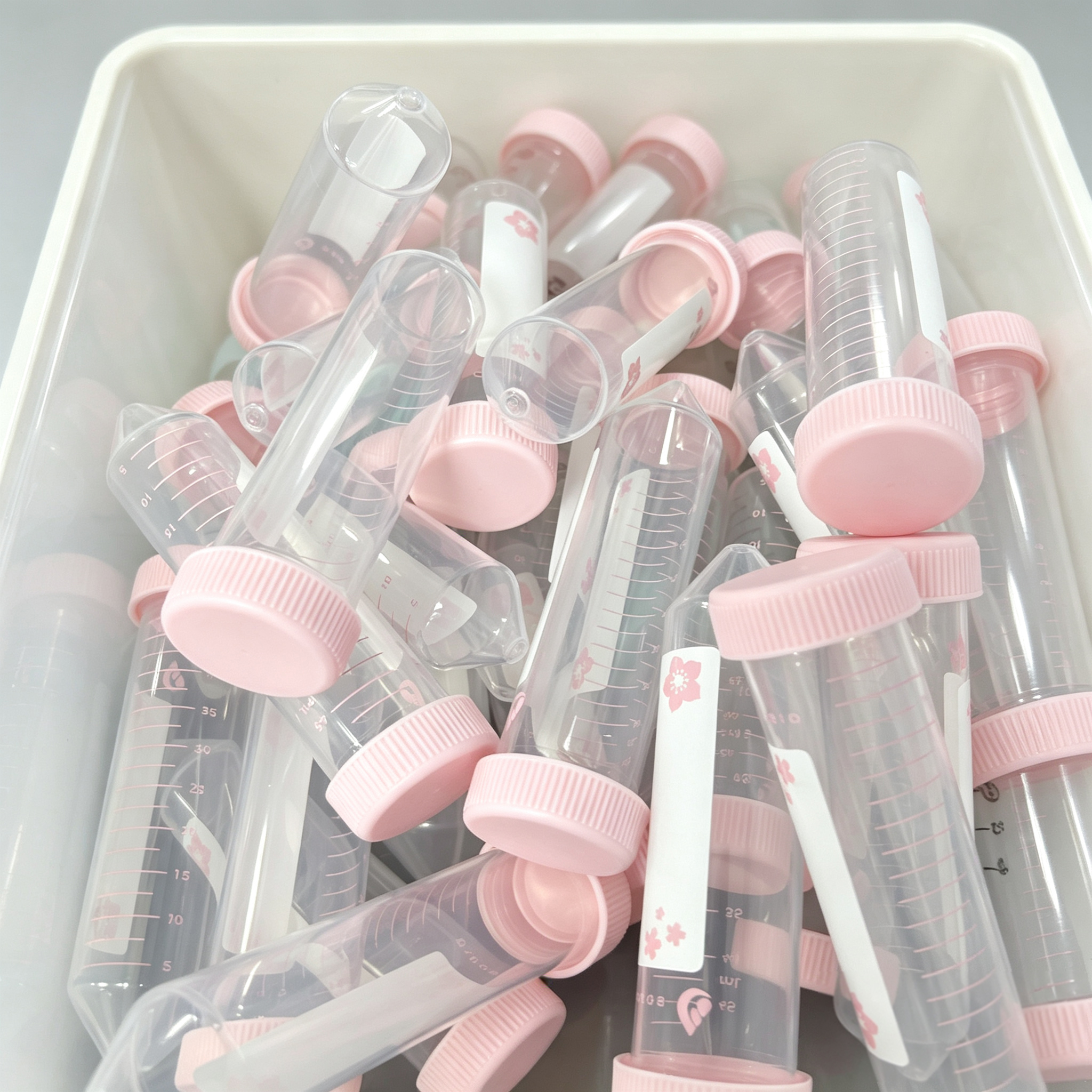 15mL 50mL Pink Centrifuge Tubes | Sterile PP Sample Tubes, RNase DNase Free Conical Bottom Laboratory Tubes