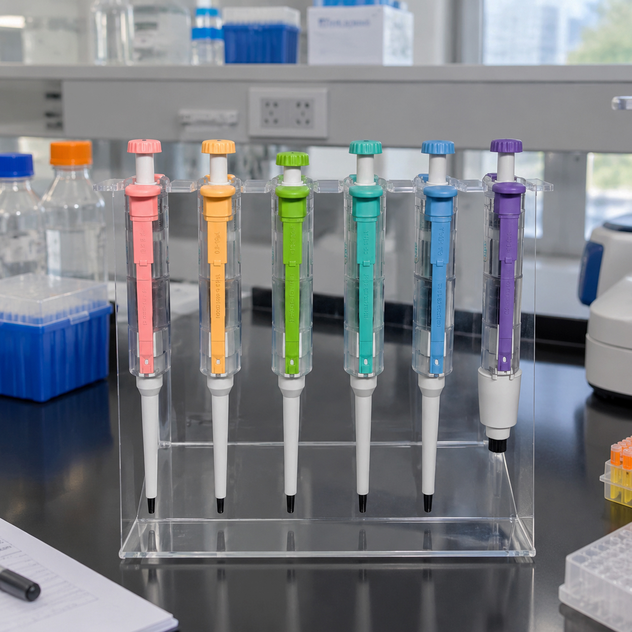 Colorful Transparent Single Channel Adjustable Micropipette, Semi-Autoclavable Manual Pipettor (Pre-Order)
