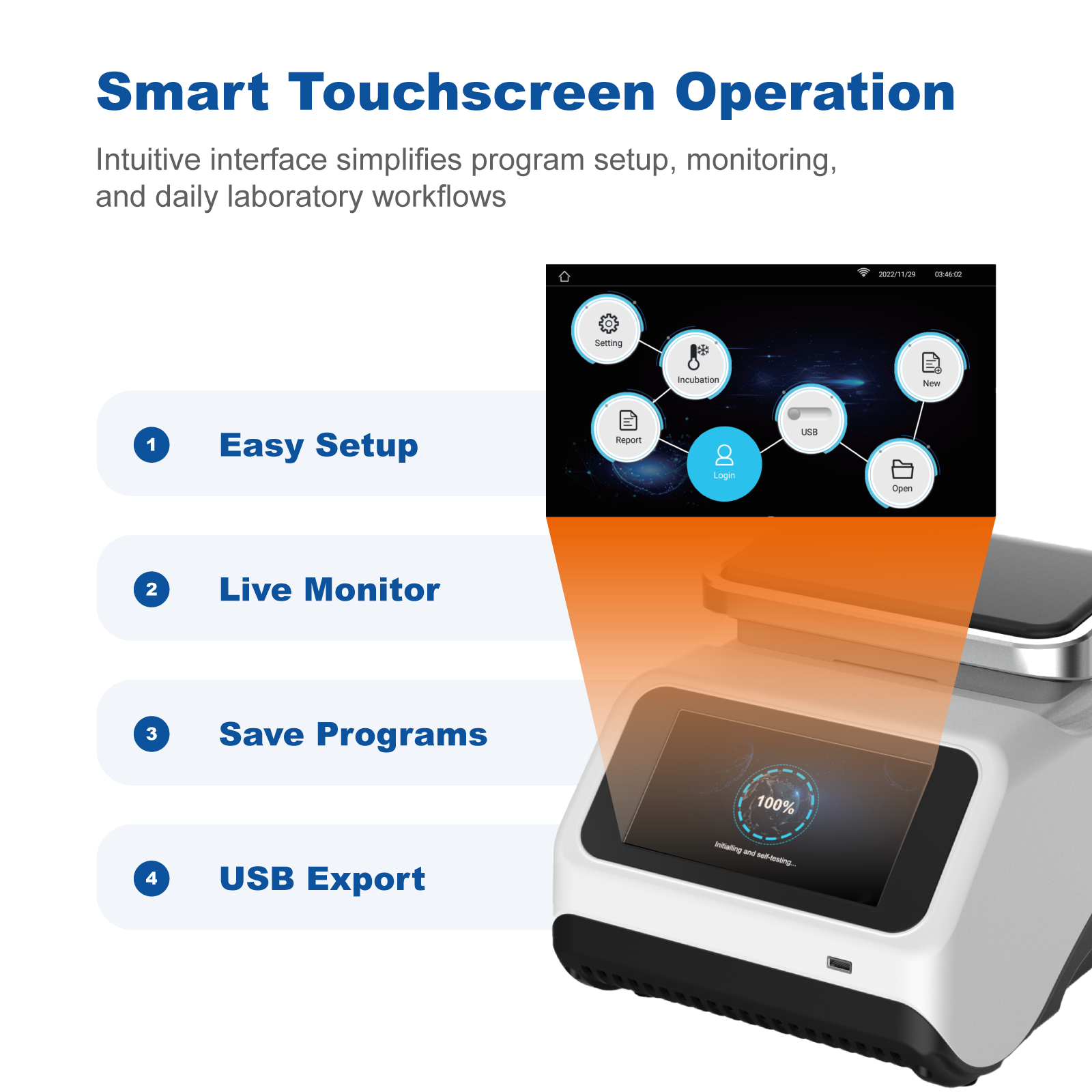 7 Inch Touch Screen Gradient PCR Thermal Cycler | ±0.25℃ Temperature Accuracy for DNA Amplification