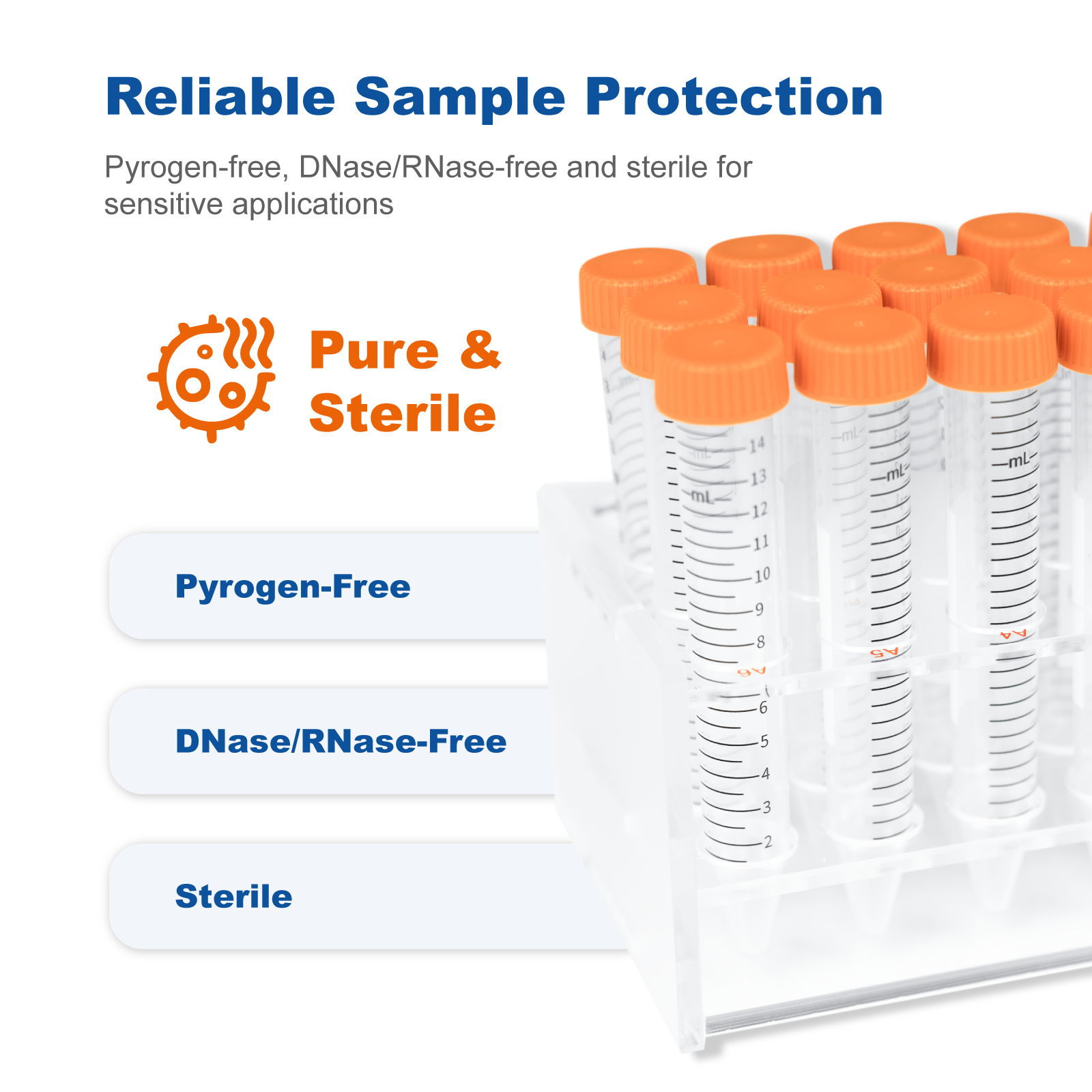 Sterile Conical Centrifuge Tubes, 15 mL and 50 mL | PP, Graduated, DNase/RNase-Free
