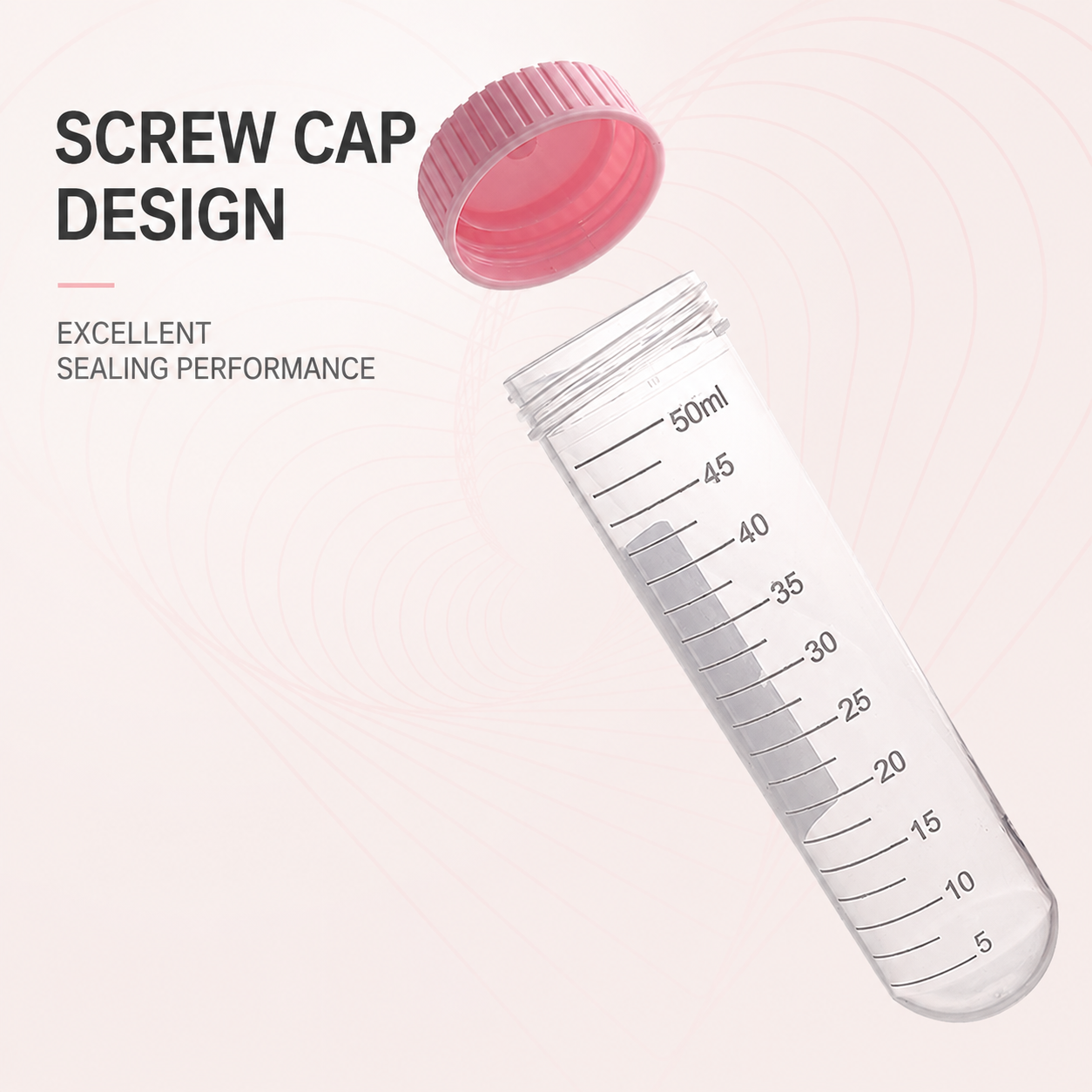 15mL 50mL Pink Centrifuge Tubes | Sterile PP Sample Tubes, RNase DNase Free Conical Bottom Laboratory Tubes