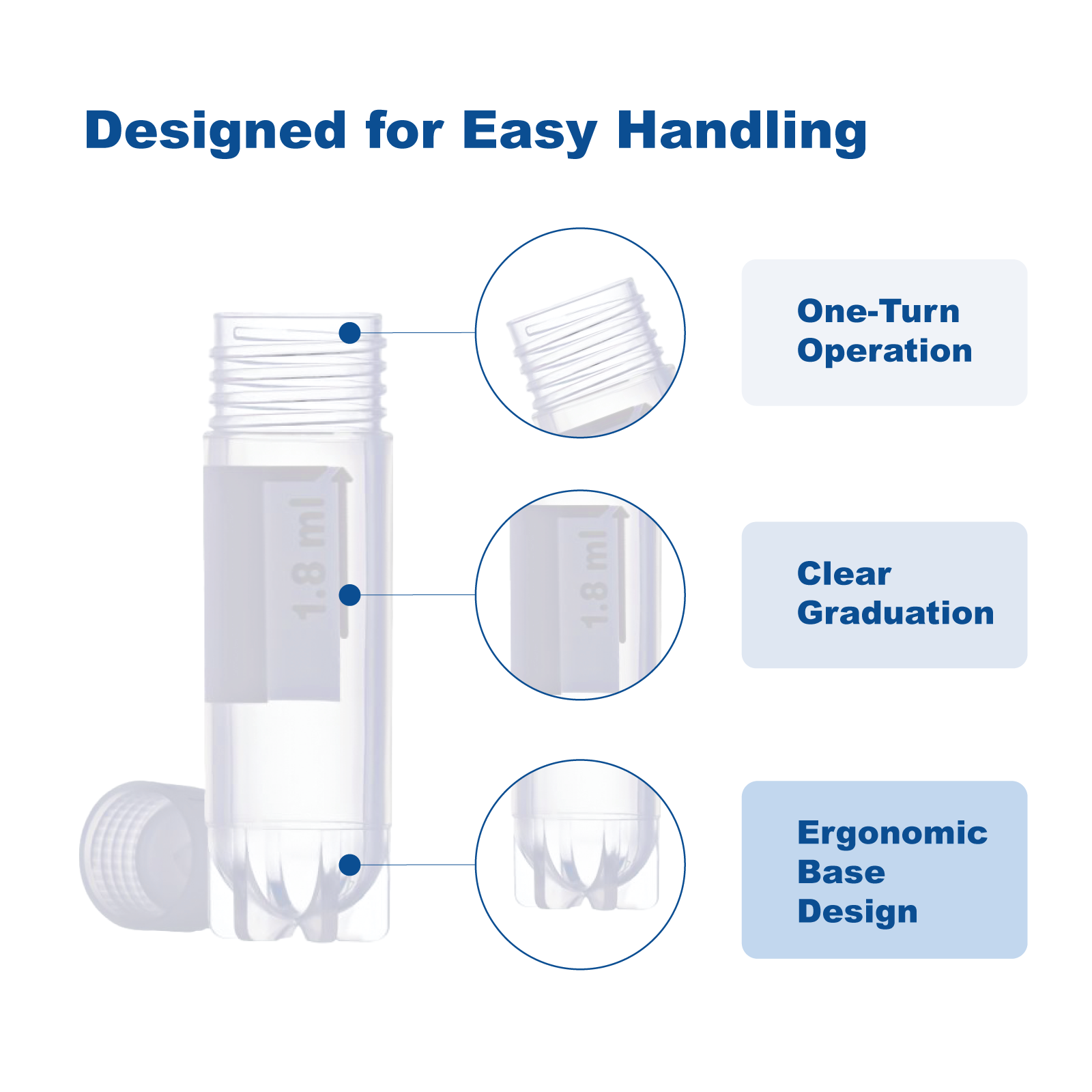 1.8 mL Internal Thread Cryovials, Screw Cap Cryogenic Storage Vials, 1,800 pcs/Case