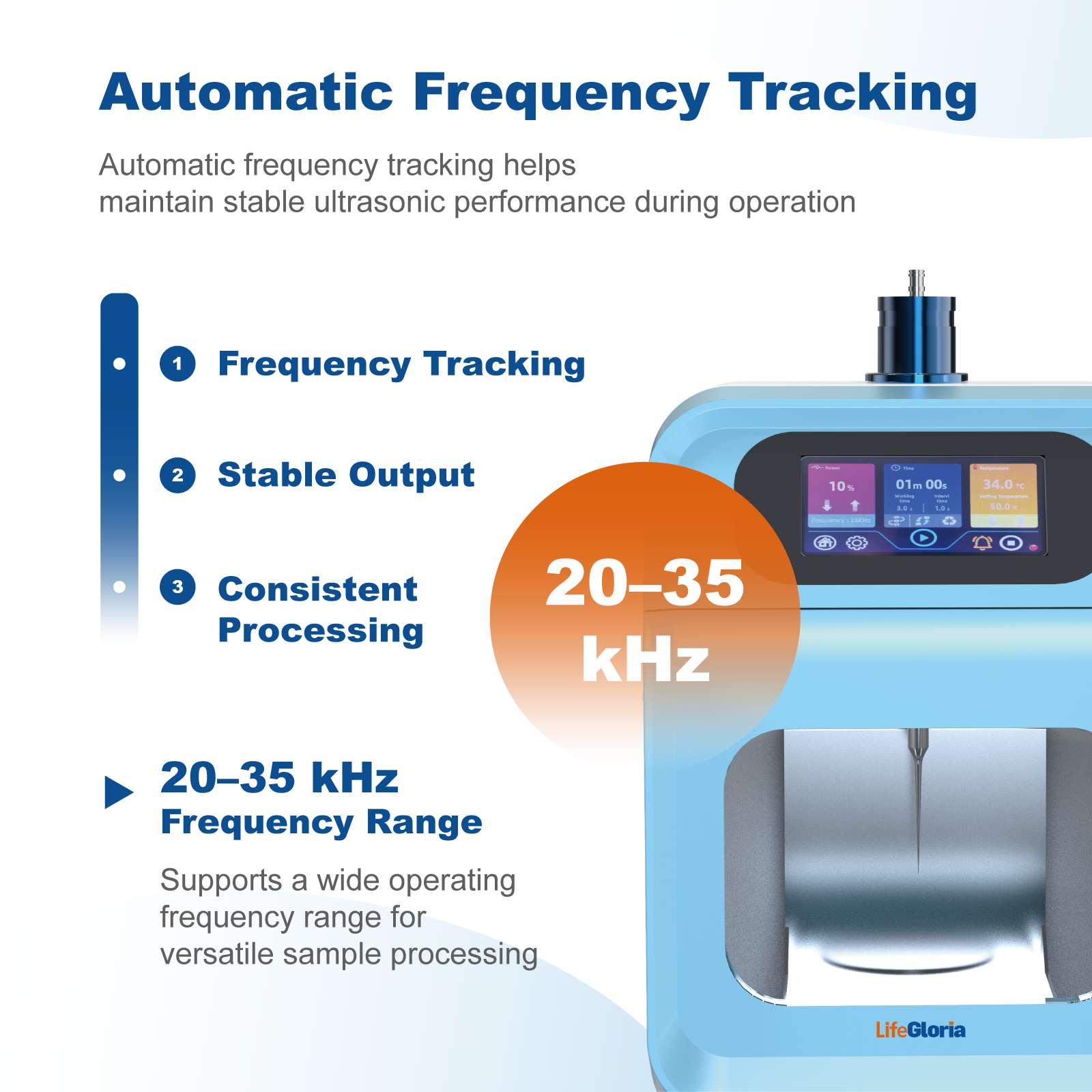 Ultrasonic Cell Disruption System | 10–100% Power Adjustable, 0–9999min Timer