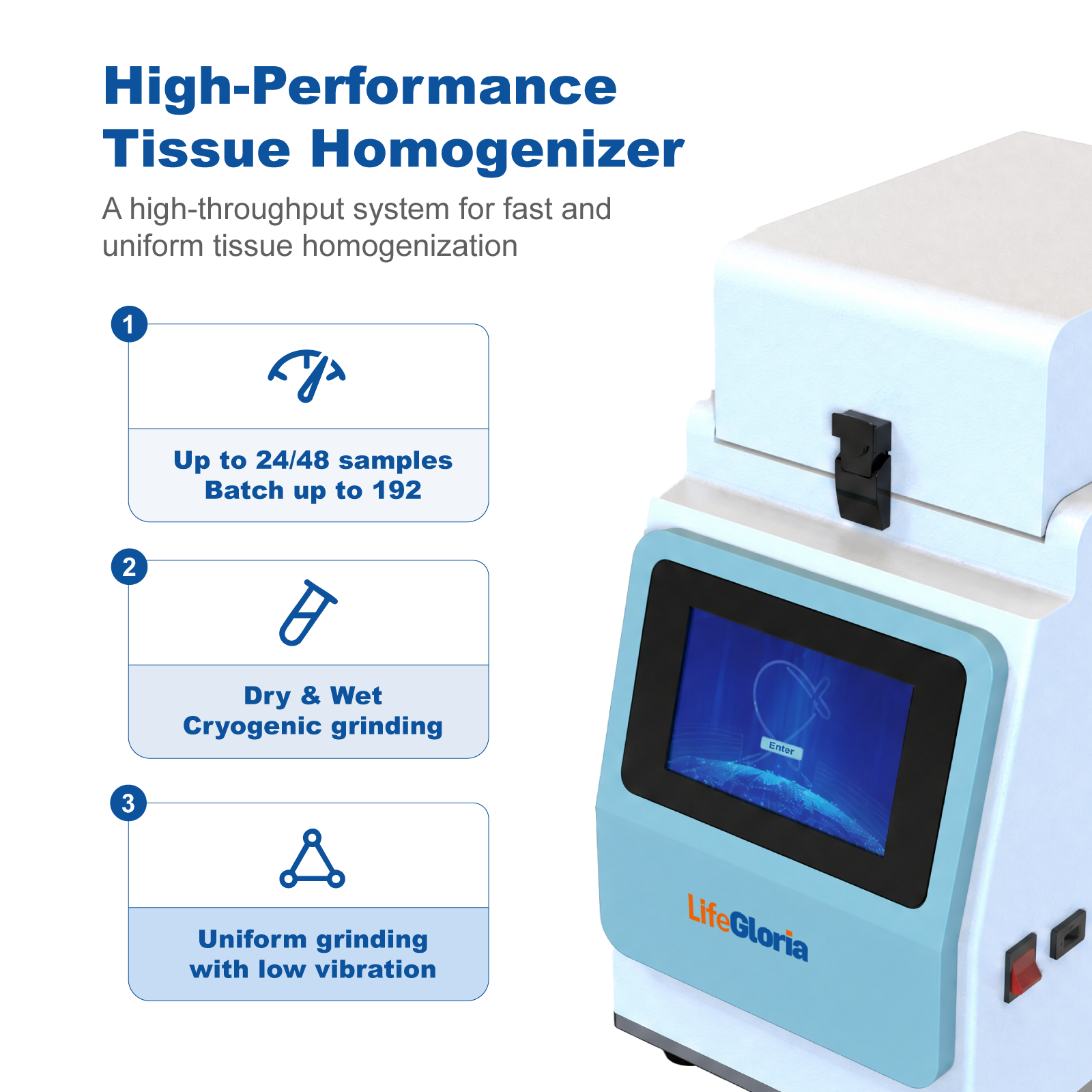 High-Speed Tissue Homogenizer Grinder Tiss-24/48 | 24/48 Sample Bead Mill Homogenizer for DNA RNA Protein Extraction | Laboratory Equipment