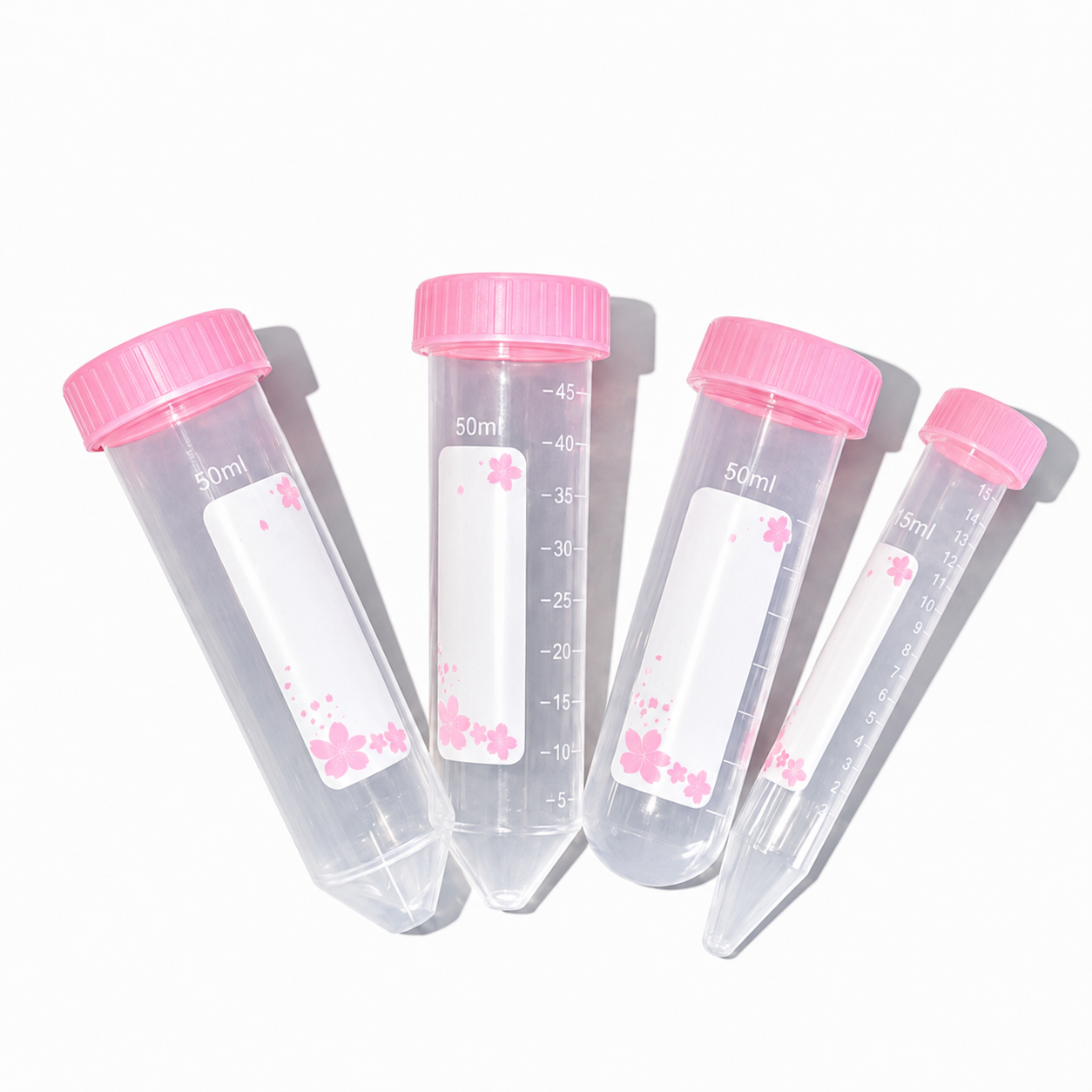 15mL 50mL Pink Centrifuge Tubes | Sterile PP Sample Tubes, RNase DNase Free Conical Bottom Laboratory Tubes