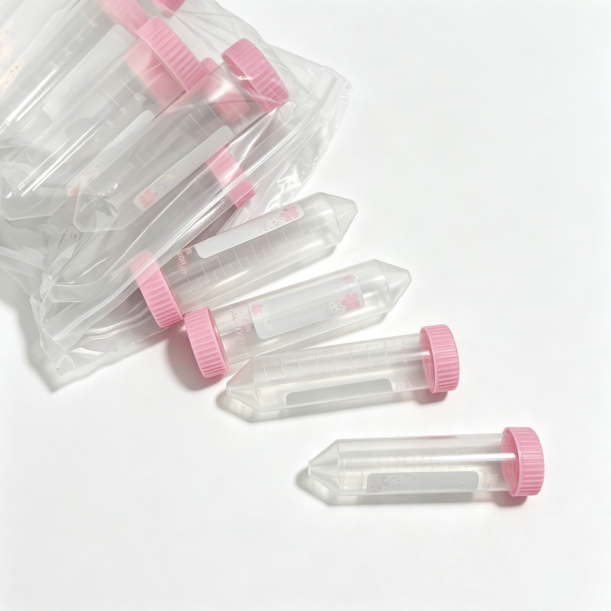 15mL 50mL Pink Centrifuge Tubes | Sterile PP Sample Tubes, RNase DNase Free Conical Bottom Laboratory Tubes