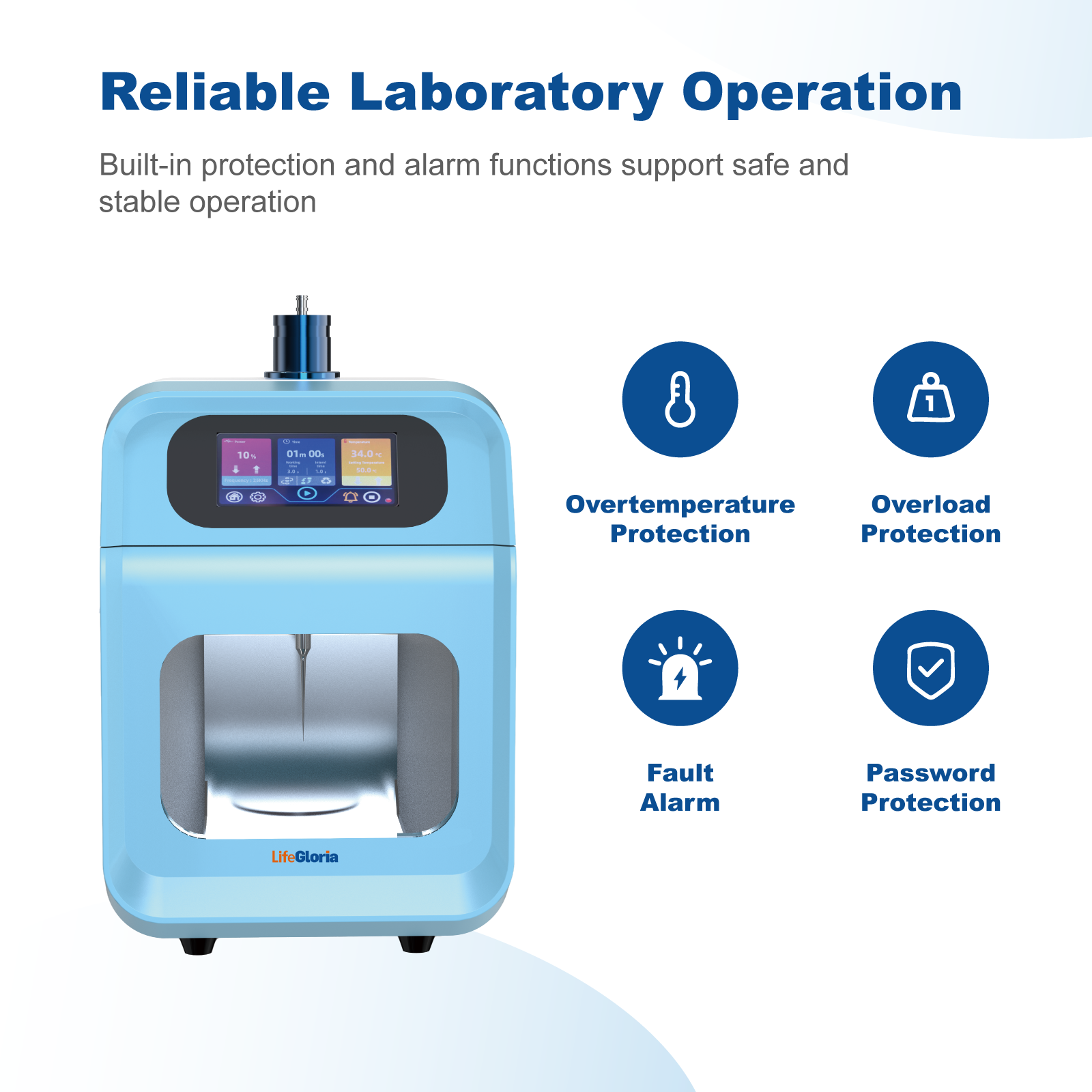 Ultrasonic Cell Disruption System | 10–100% Power Adjustable, 0–9999min Timer