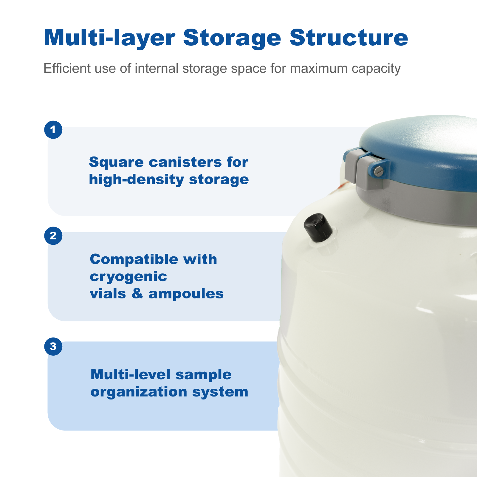Liquid Nitrogen Biological Container | Cryogenic Dewar Tank (2L–50L) for Stem Cells, Semen, Vaccines and Laboratory Storage