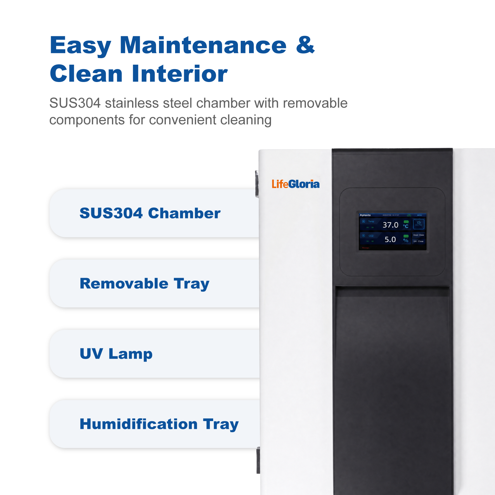 170L & 240L CO2 Incubator with SUS304 Chamber | Touch Screen Cell Culture Incubator with Precise Temperature, CO2 & Humidity Control