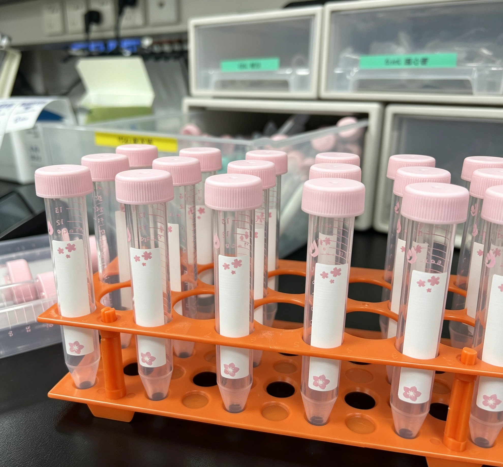 15mL 50mL Pink Centrifuge Tubes | Sterile PP Sample Tubes, RNase DNase Free Conical Bottom Laboratory Tubes