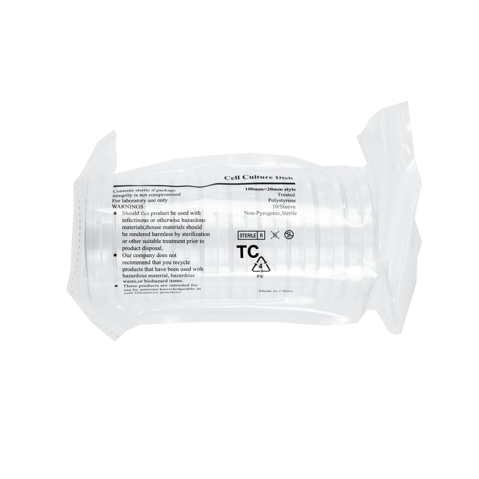 Sterile Cell Culture Dishes with Easy Grip Ring | Bag Packed Gamma Sterilized Polystyrene (PS) Petri Dishes for Laboratory Use