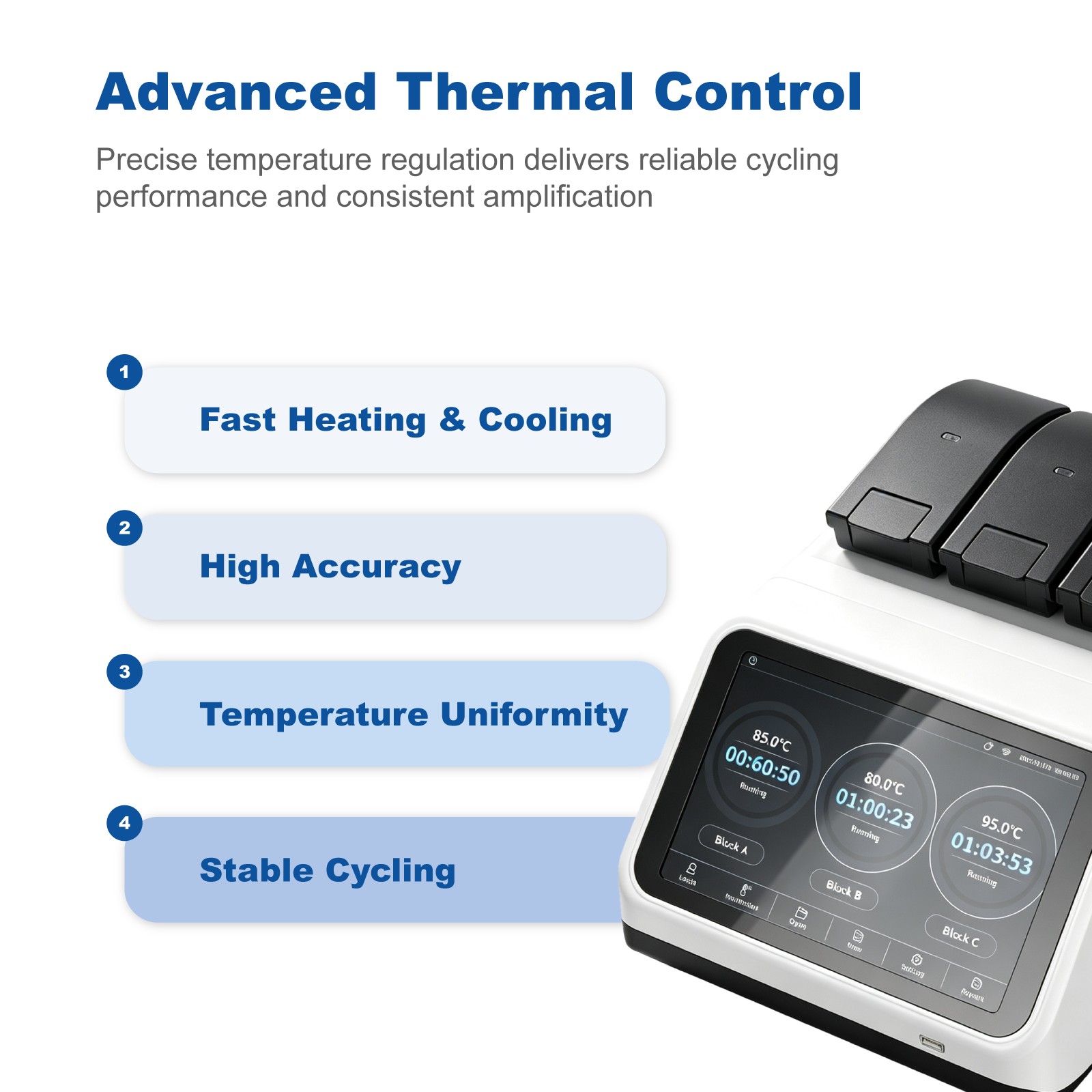 OptimaFlex Triple Block Gradient PCR Thermal Cycler | 10.1 Inch Touch Screen with 3 Independent Heating Blocks