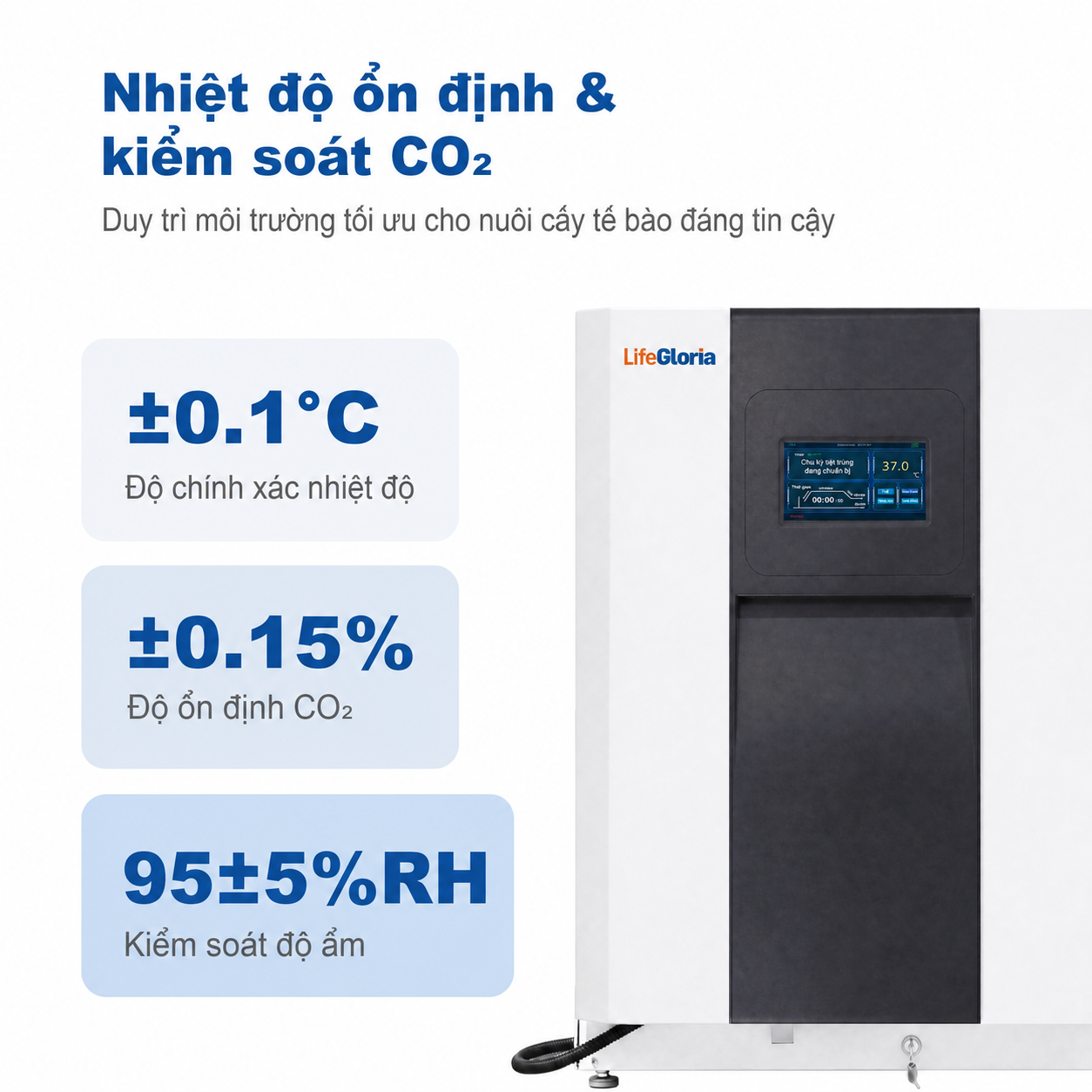 Tủ ấm nuôi cấy tế bào CO2 MCO-170HS 170L | Tiệt trùng nhiệt khô 180°C, khử trùng UV, màn hình cảm ứng 7 inch, tủ ấm CO2 phòng thí nghiệm 220V cho nuôi cấy tế bào, mô và vi khuẩn