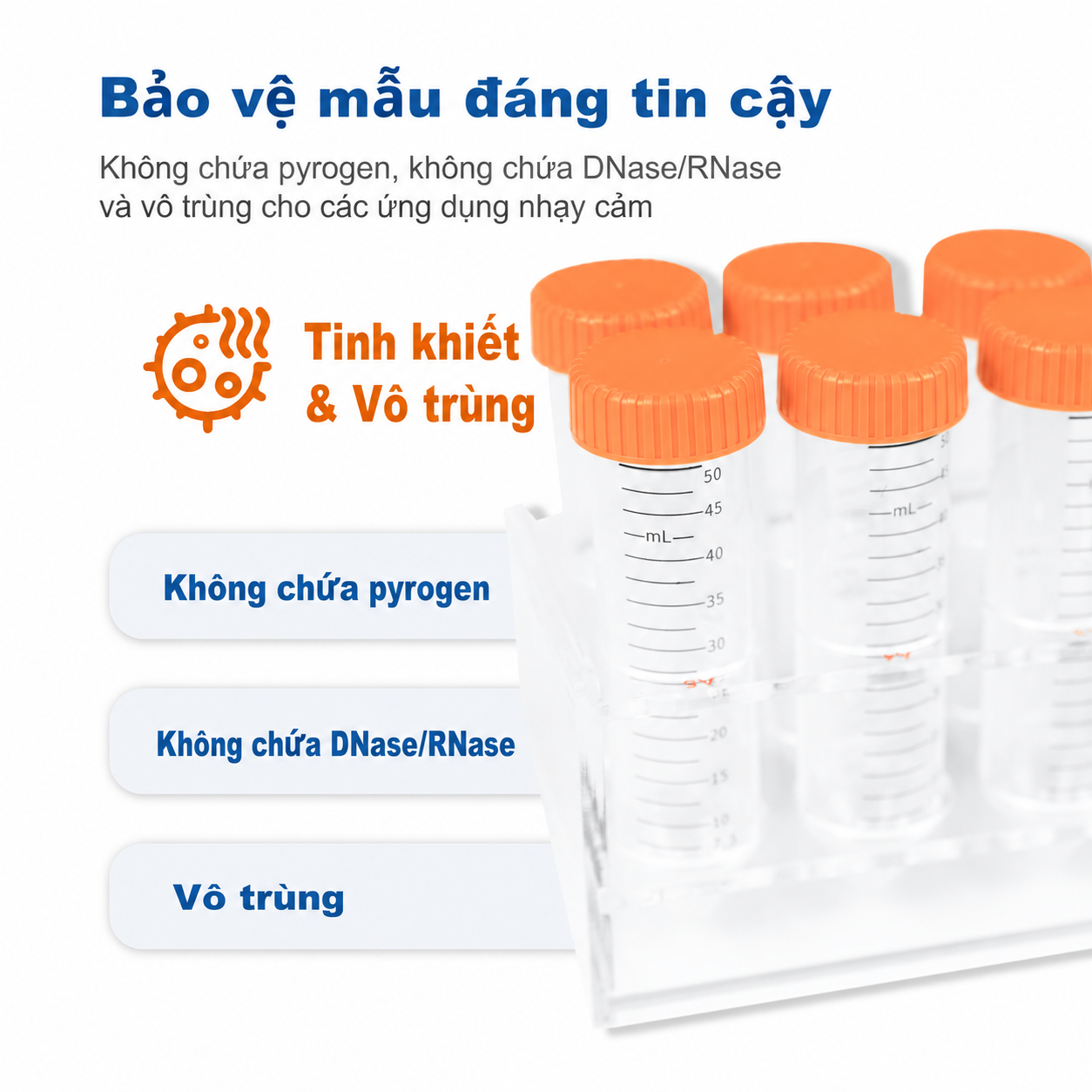 Ống ly tâm hình nón vô trùng, 15 mL và 50 mL | PP, có vạch chia, không DNase/RNase