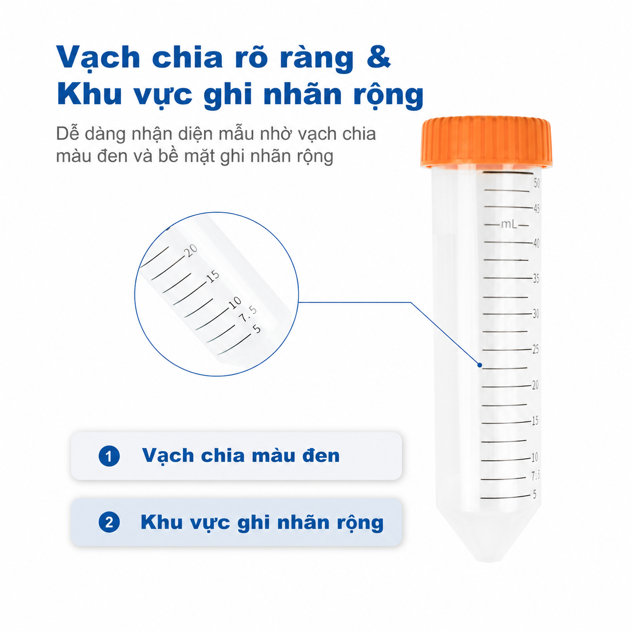 Ống ly tâm hình nón vô trùng, 15 mL và 50 mL | PP, có vạch chia, không DNase/RNase