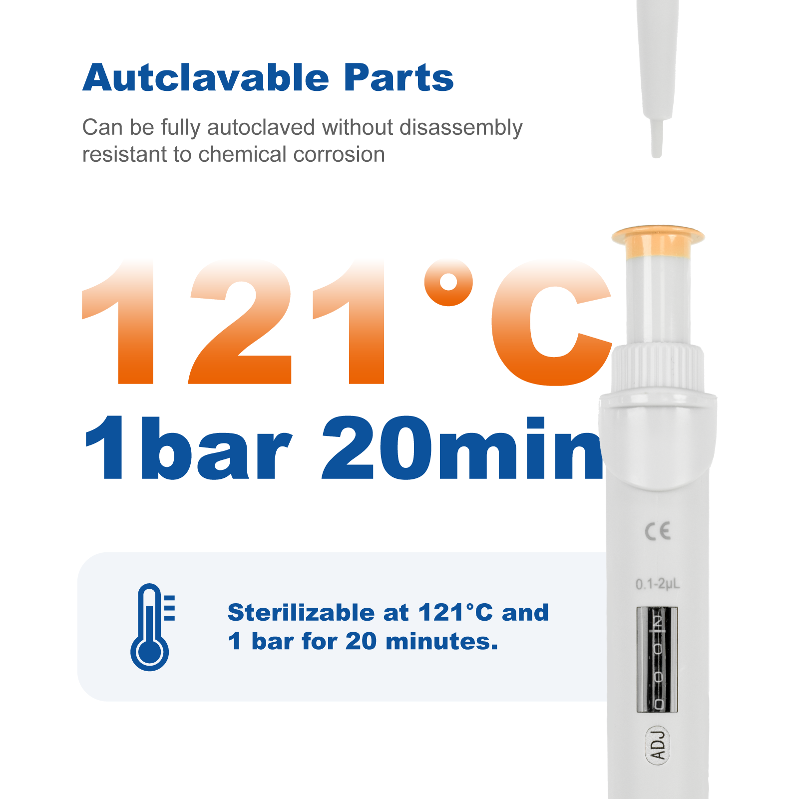 Adjustable Single Channel Micropipette | Semi-Autoclavable Laboratory Pipette 0.1μL–10mL for Accurate Liquid Handling