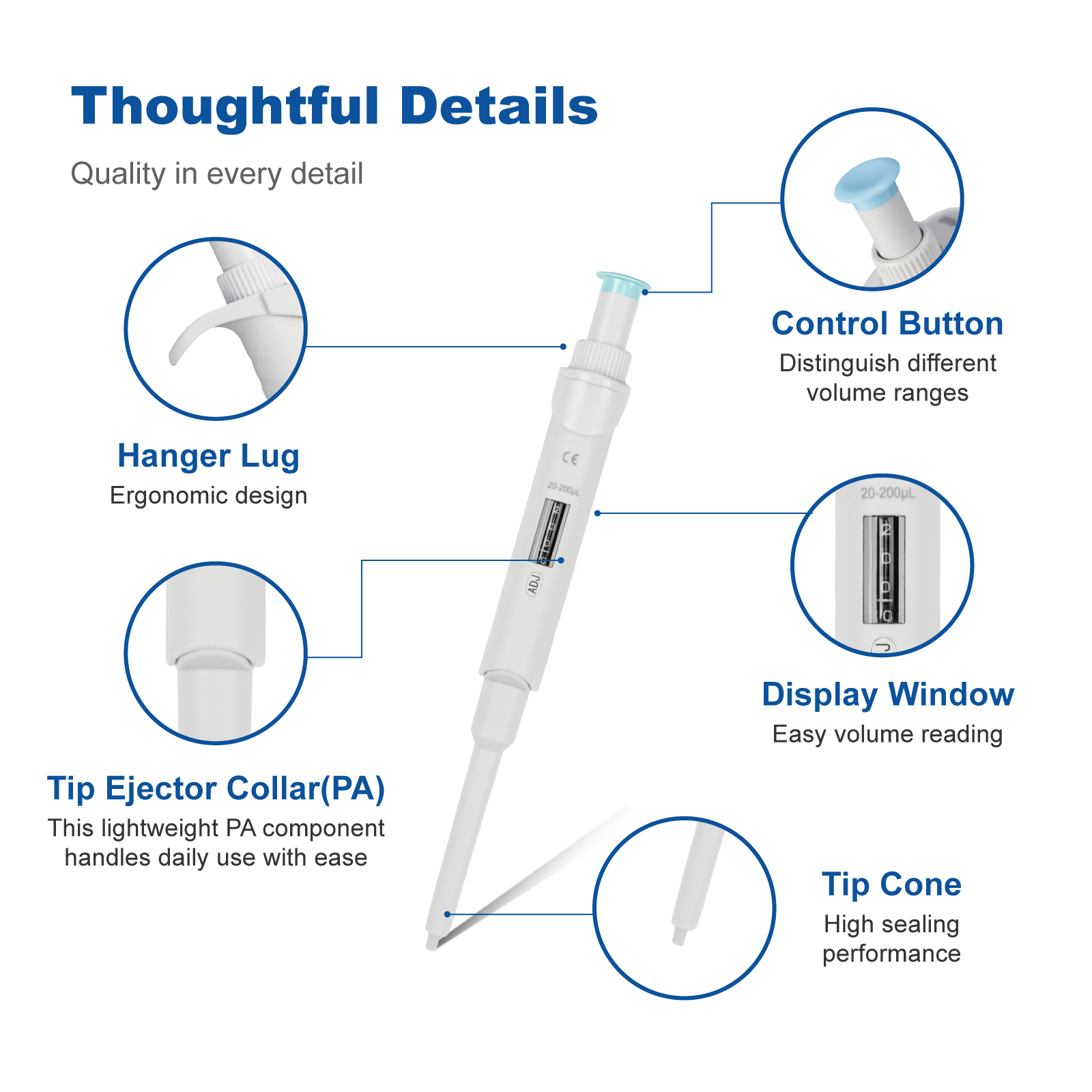 Adjustable Single Channel Micropipette | Semi-Autoclavable Laboratory Pipette 0.1μL–10mL for Accurate Liquid Handling