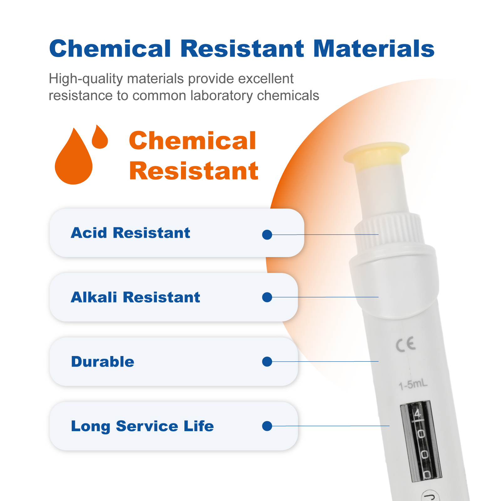 Adjustable Single Channel Micropipette | Semi-Autoclavable Laboratory Pipette 0.1μL–10mL for Accurate Liquid Handling