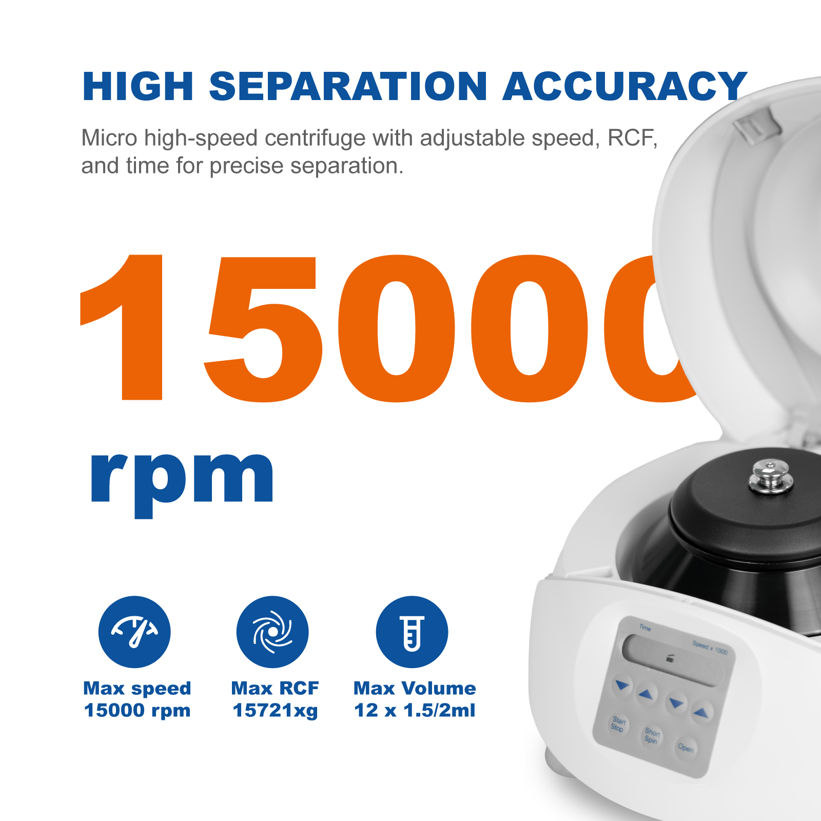 Mini Centrifuge 15,000 RPM | Digital Microcentrifuge for PCR & DNA Sample Preparation
