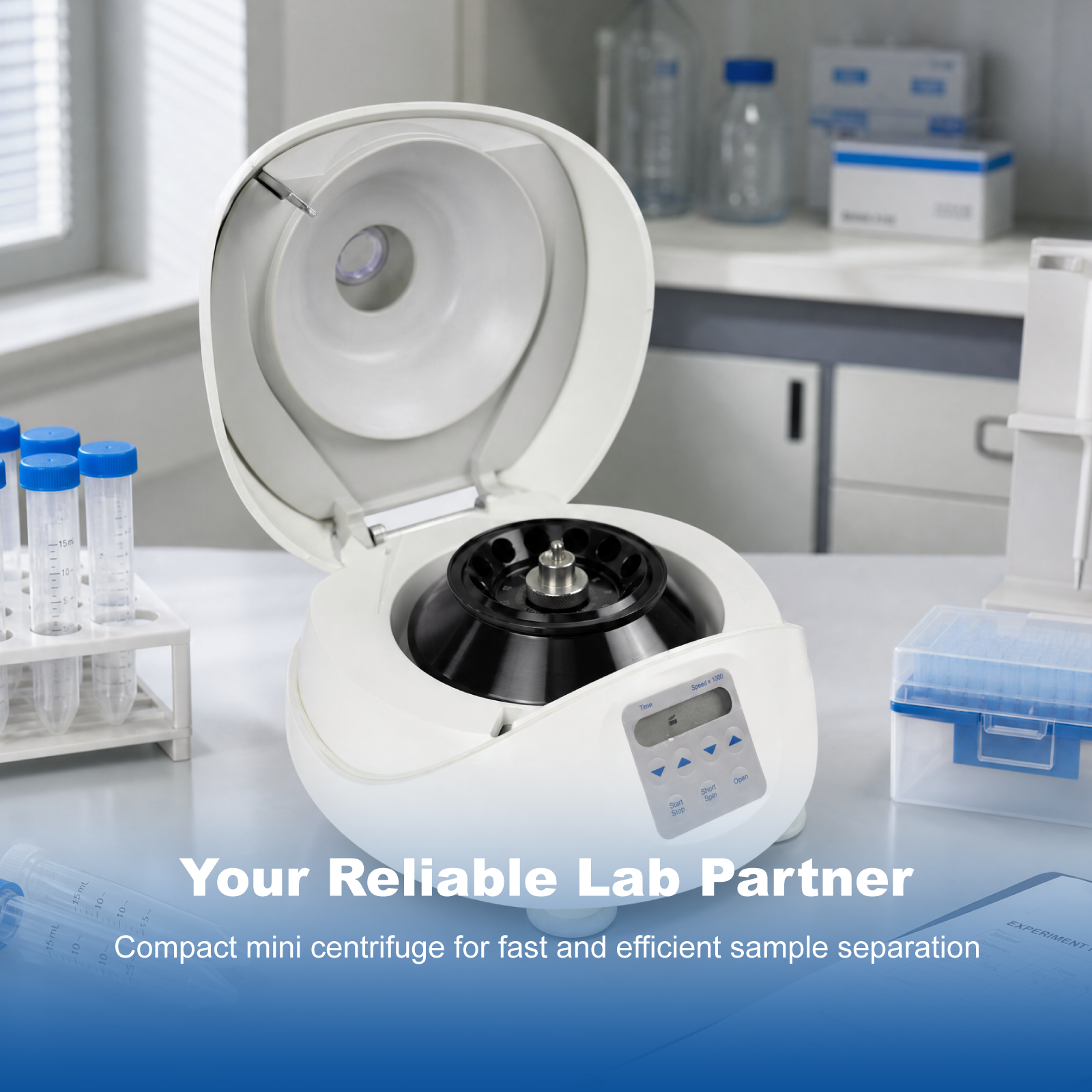 Mini Centrifuge 15,000 RPM | Digital Microcentrifuge for PCR & DNA Sample Preparation