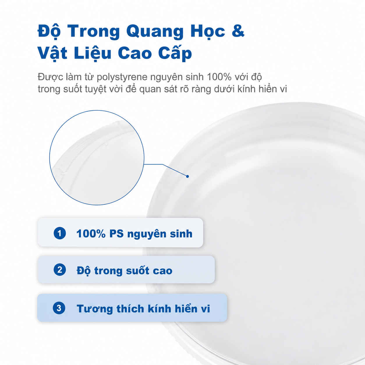 Đĩa nuôi cấy tế bào vô trùng | PS chiếu xạ gamma với vòng cầm dễ
