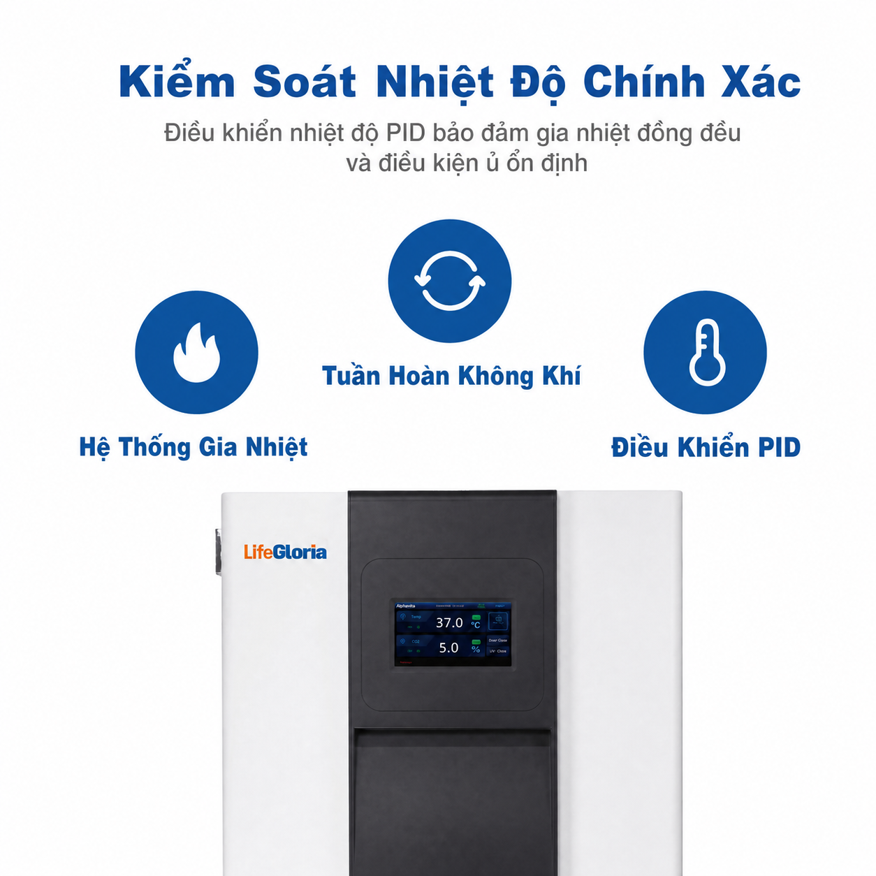 Tủ ấm CO2 170L và 240L với buồng SUS304 | Tủ ấm nuôi cấy tế bào màn hình cảm ứng, kiểm soát chính xác nhiệt độ, CO2 và độ ẩm