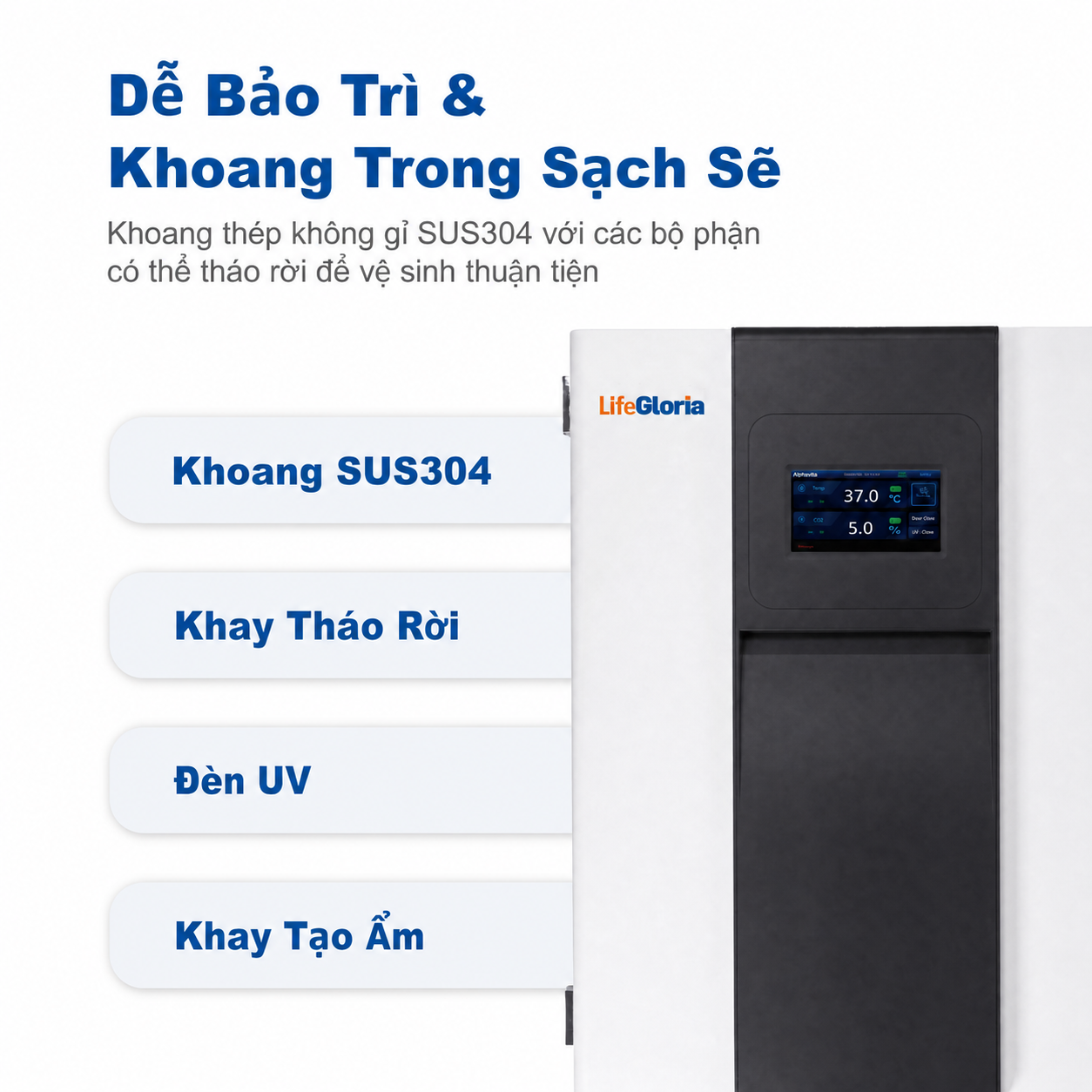 Tủ ấm CO2 170L và 240L với buồng SUS304 | Tủ ấm nuôi cấy tế bào màn hình cảm ứng, kiểm soát chính xác nhiệt độ, CO2 và độ ẩm