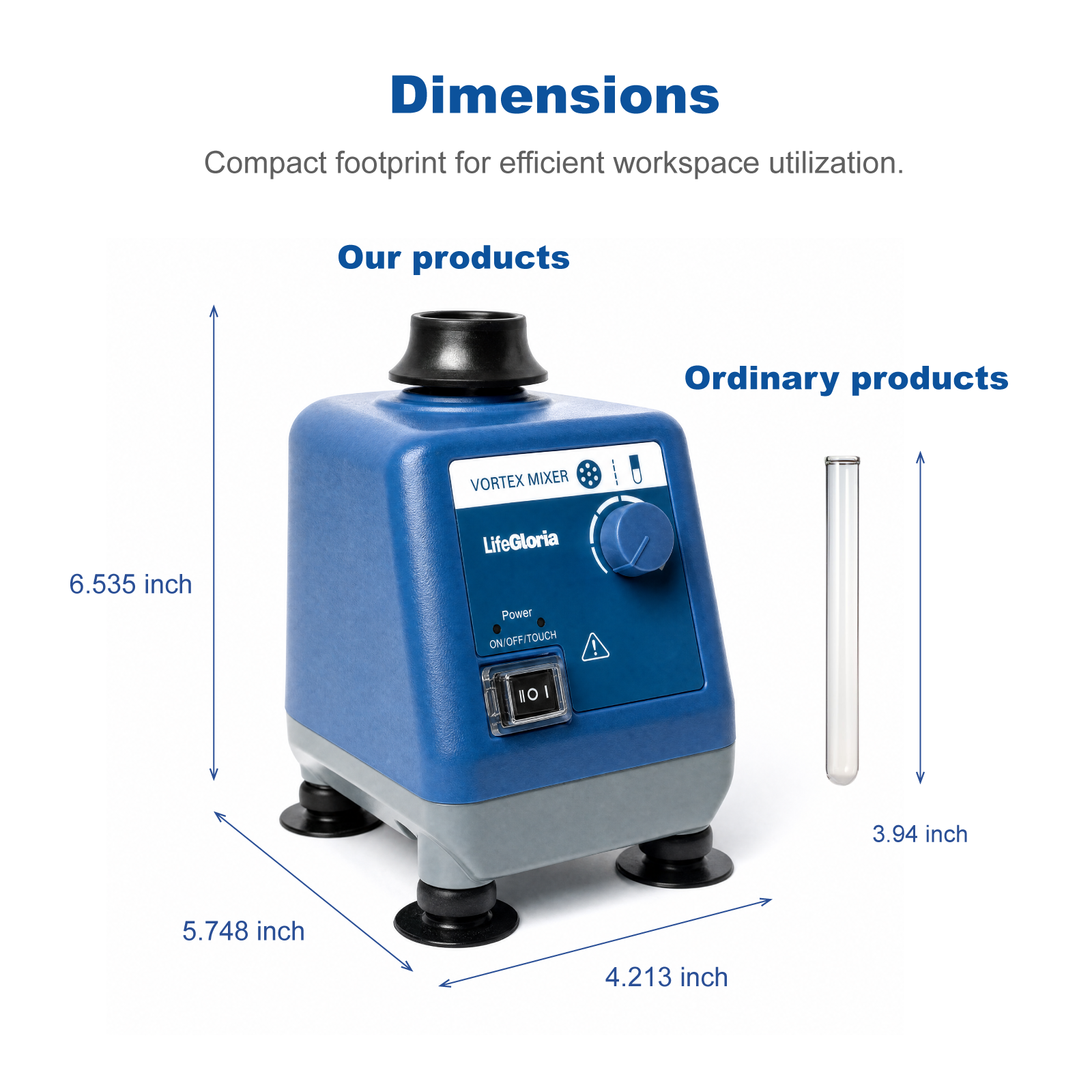 Vortex Mixer 0–3000rpm Continuous & Touch Operation IP21 Wide Voltage Lab Mixer 6mm Orbit for Test Tube Mixing