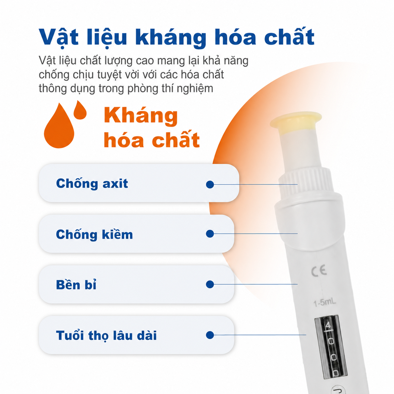 Micropipet một kênh điều chỉnh được | Pipet phòng thí nghiệm có thể hấp tiệt trùng một phần 0.1μL–10mL để xử lý chất lỏng chính xác