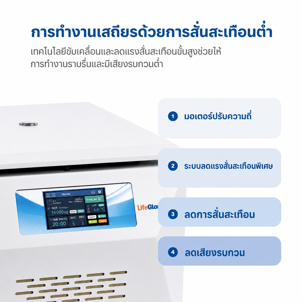 เครื่องปั่นเหวี่ยงตั้งโต๊ะความเร็วสูงและต่ำแบบไม่ทำความเย็น LifeGloria GC-420N 20000RPM รองรับโรเตอร์หลายแบบ พร้อมหน้าจอสัมผัส สำหรับเซลล์ เลือด ชีวเภสัชภัณฑ์ และการวินิจฉัยทางคลินิก