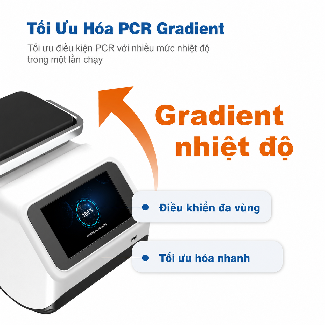 Máy luân nhiệt PCR gradient màn hình cảm ứng 7 inch | Độ chính xác nhiệt độ ±0,25℃ cho khuếch đại DNA