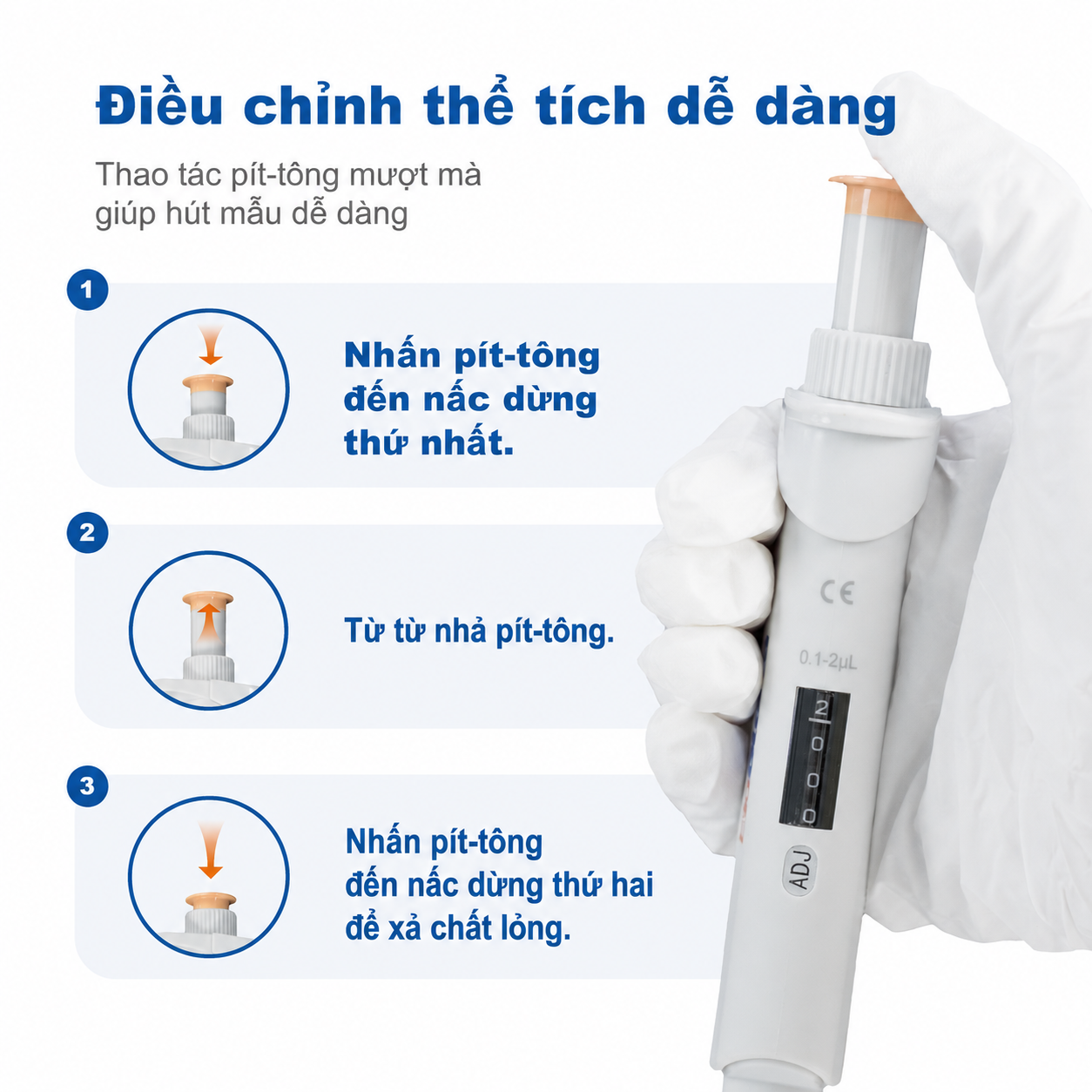 Micropipet một kênh điều chỉnh được | Pipet phòng thí nghiệm có thể hấp tiệt trùng một phần 0.1μL–10mL để xử lý chất lỏng chính xác