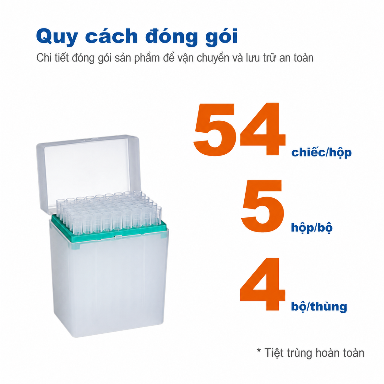 Đầu tip pipet vô trùng dạng rack 5 mL | Trong suốt, 24 tip/hộp, 20 hộp/thùng