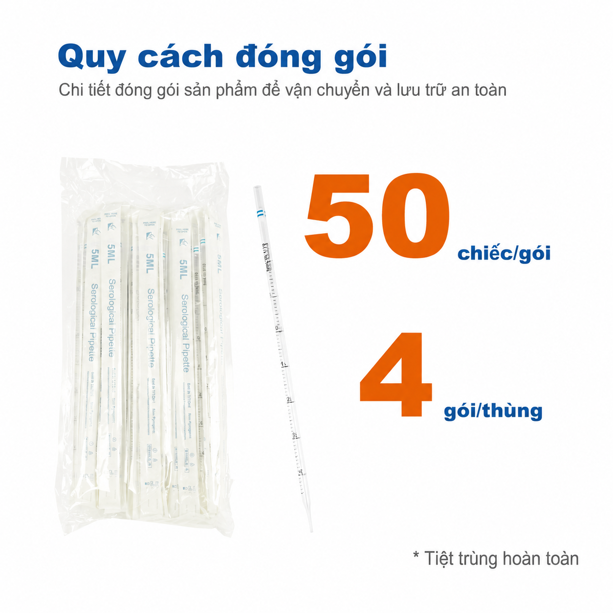 Pipet huyết thanh vô trùng, 5–50 mL | Pipet PS được bọc riêng