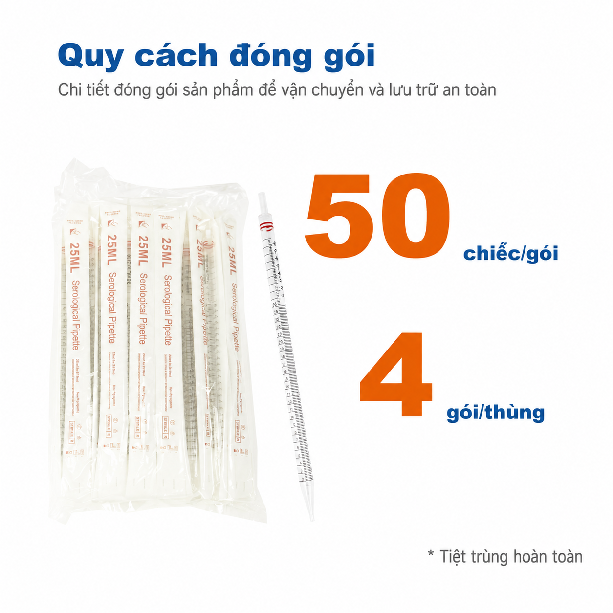 Pipet huyết thanh vô trùng, 5–50 mL | Pipet PS được bọc riêng