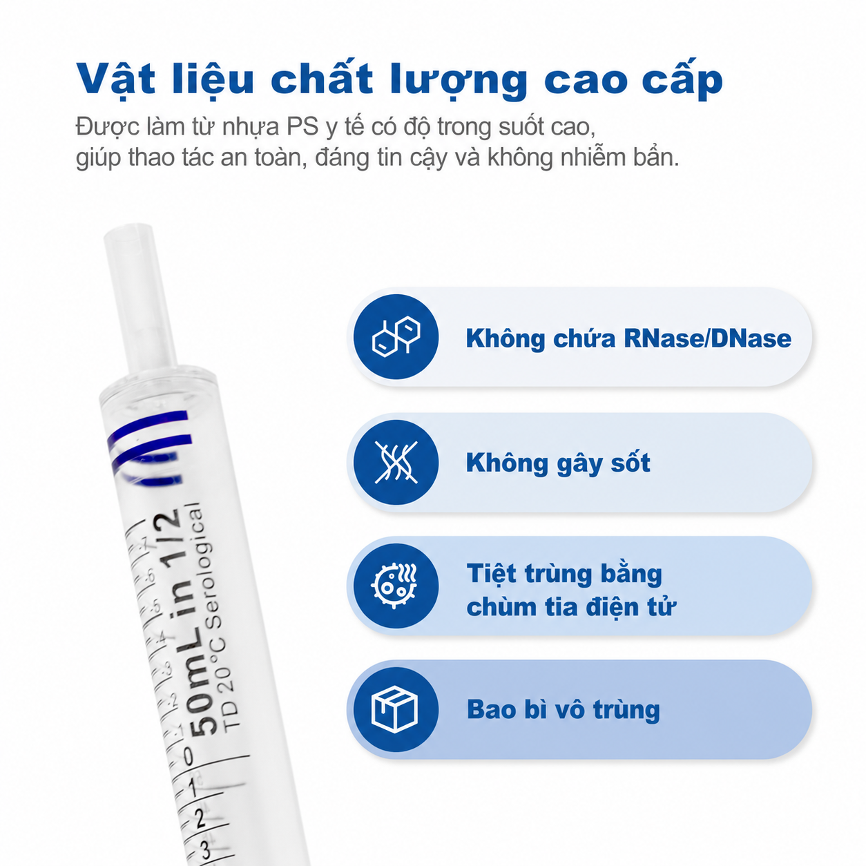 Pipet huyết thanh vô trùng, 5–50 mL | Pipet PS được bọc riêng