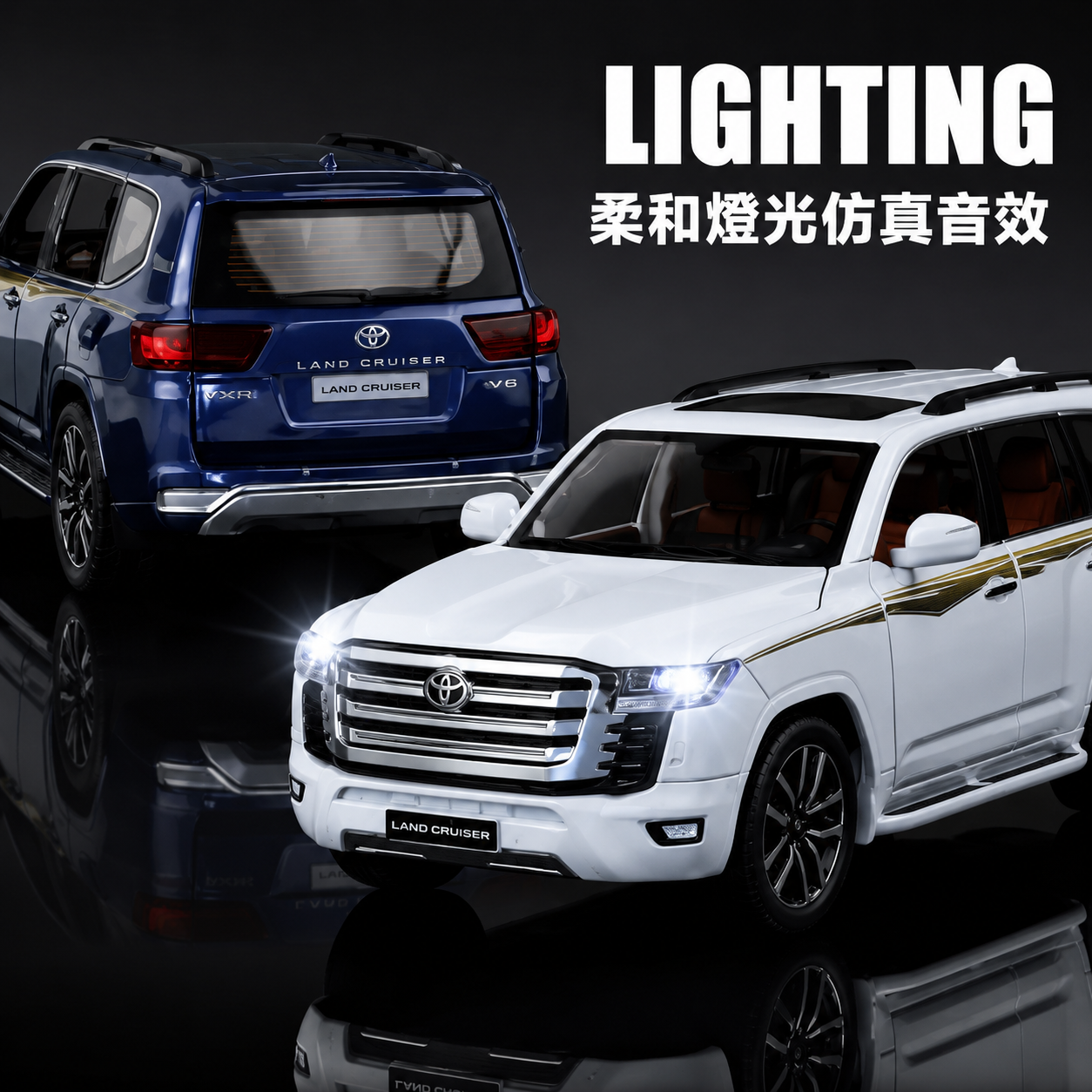 【1:24 Land Cruiser 】比例1:24陸地巡洋艦合金汽車 SUV越野車模型 合金材質 車門模擬設計 橡膠材質輪胎 重力按壓開啟車燈