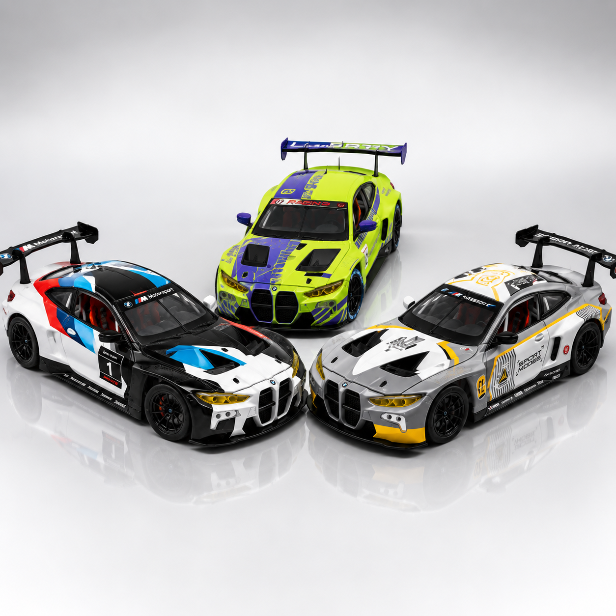【1/24 ‎BMW M4 GT3 】比例1/24宝马BMW M4 GT3賽道改裝版合金汽車模型 